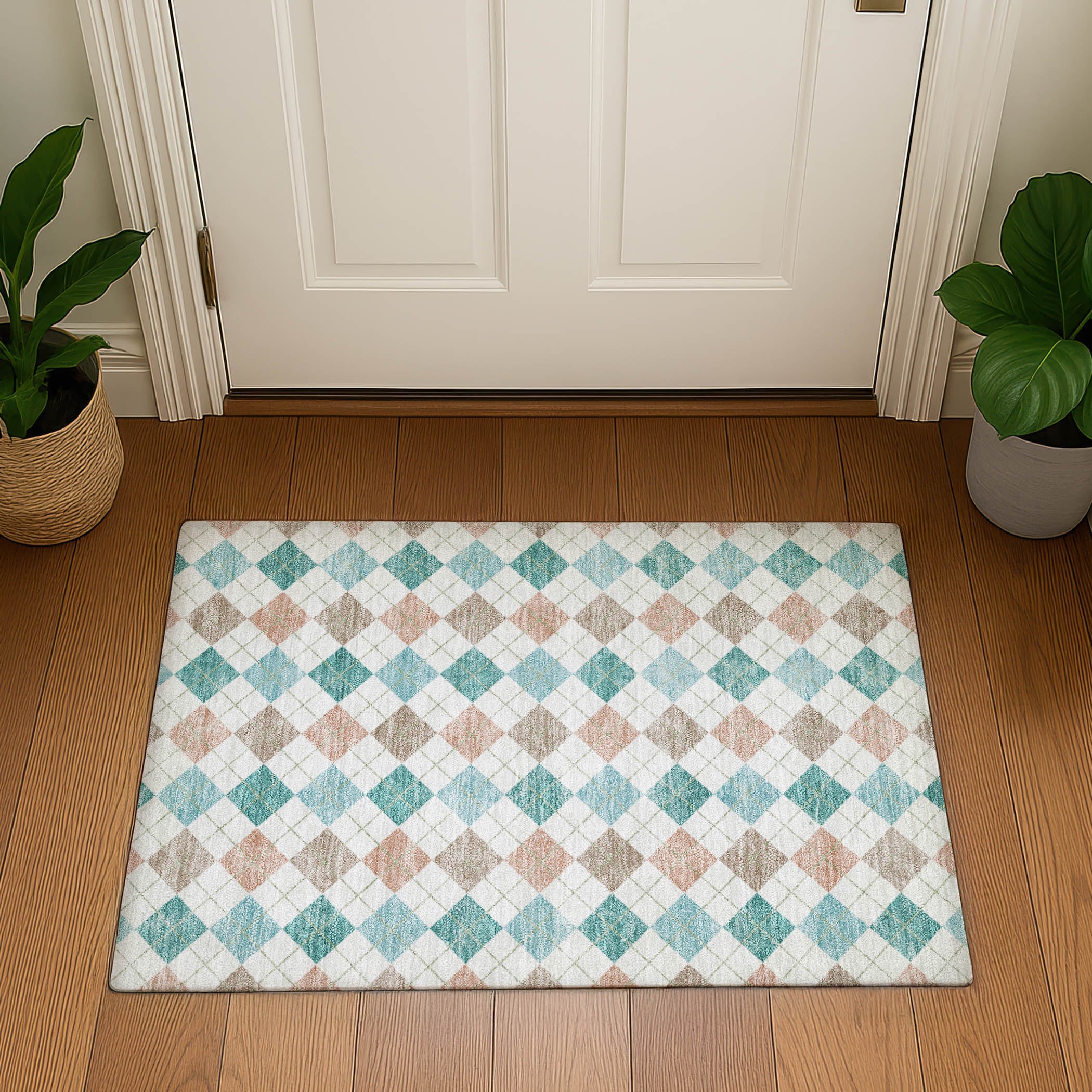 Antigua Machine Washable Transitional Aqua Teal Rug 1'8" x 2'6" #shape_Rectangle