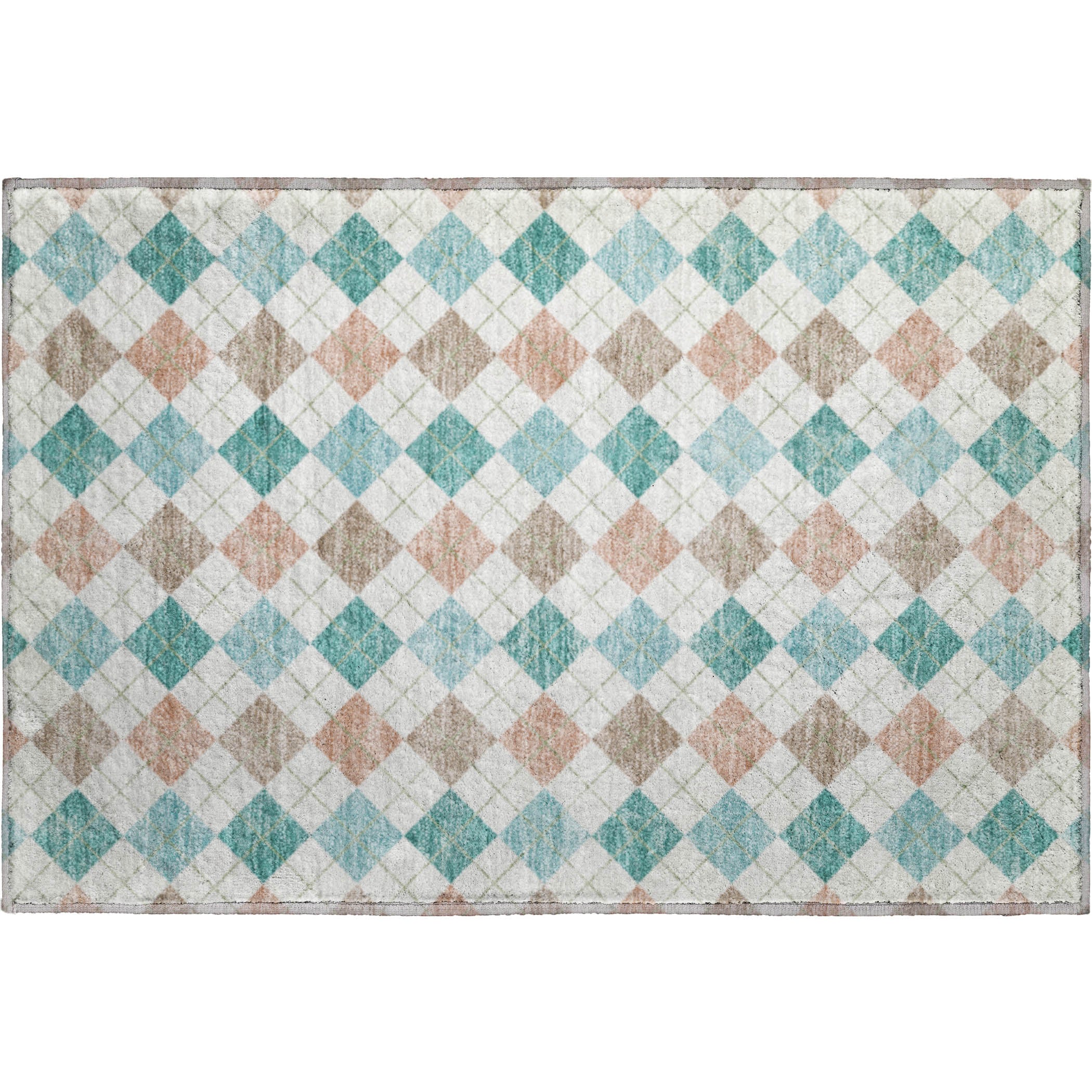Antigua Machine Washable Transitional Aqua Teal Rug 1'8" x 2'6" #shape_Rectangle