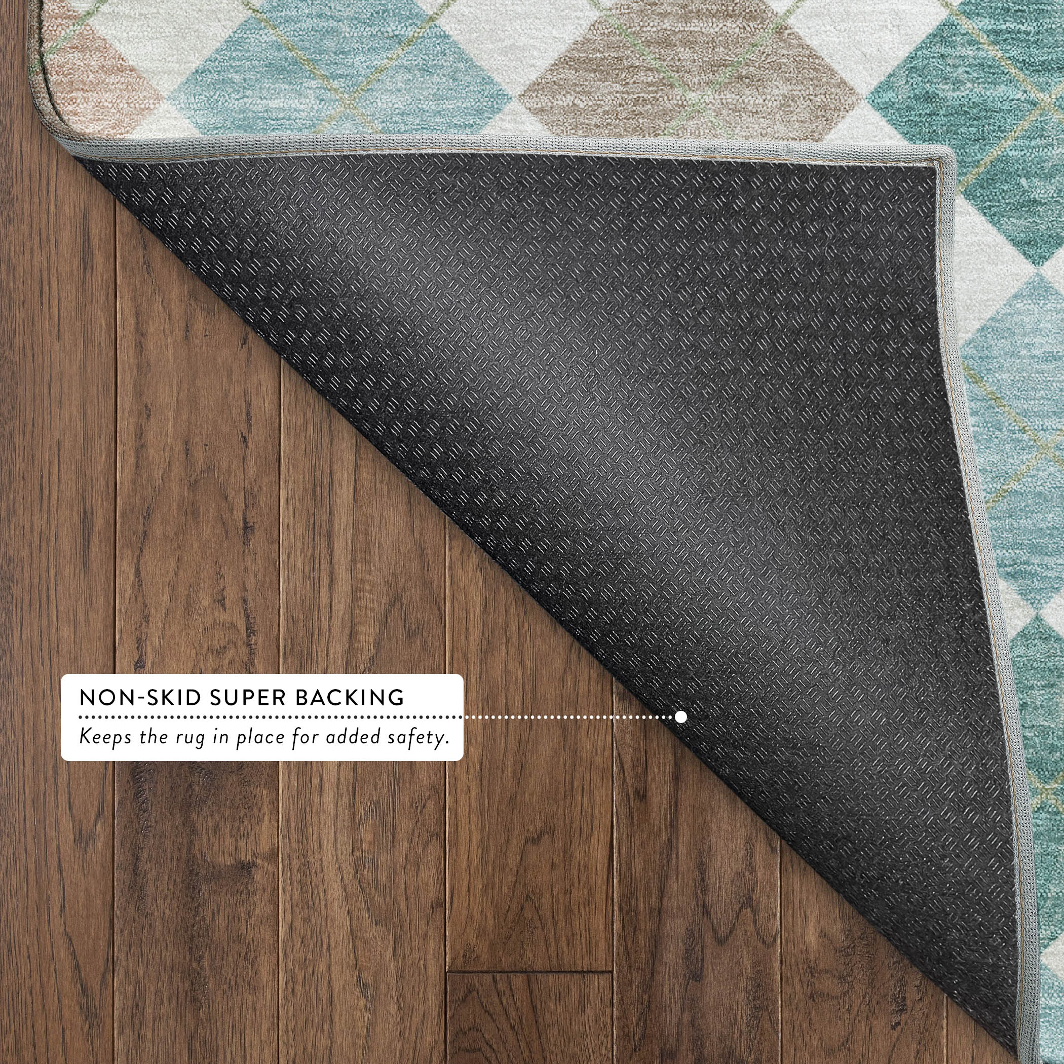 Antigua Machine Washable Transitional Aqua Teal Rug 1'8" x 2'6" #shape_Rectangle