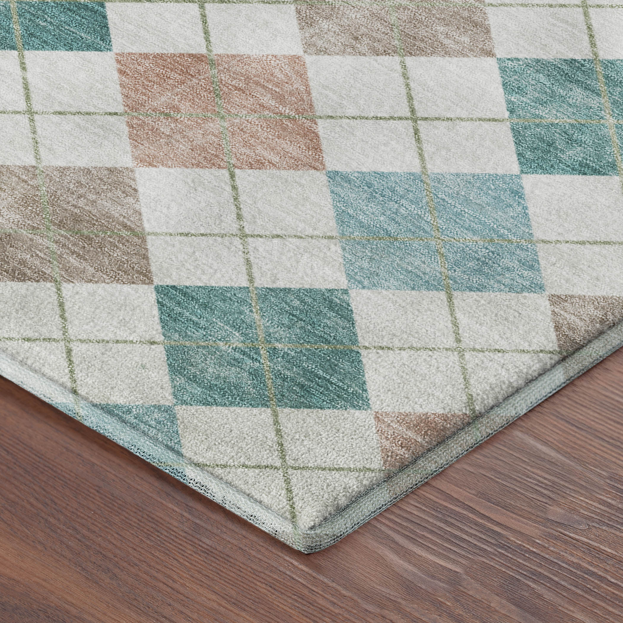 Antigua Machine Washable Transitional Aqua Teal Rug 1'8" x 2'6" #shape_Rectangle