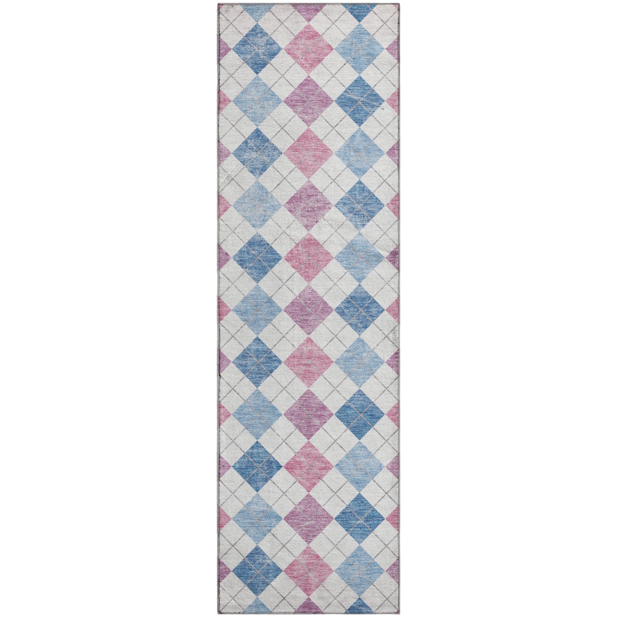 Antigua Machine Washable Transitional Blue Rug 2'3" x 7'6" #shape_Runner