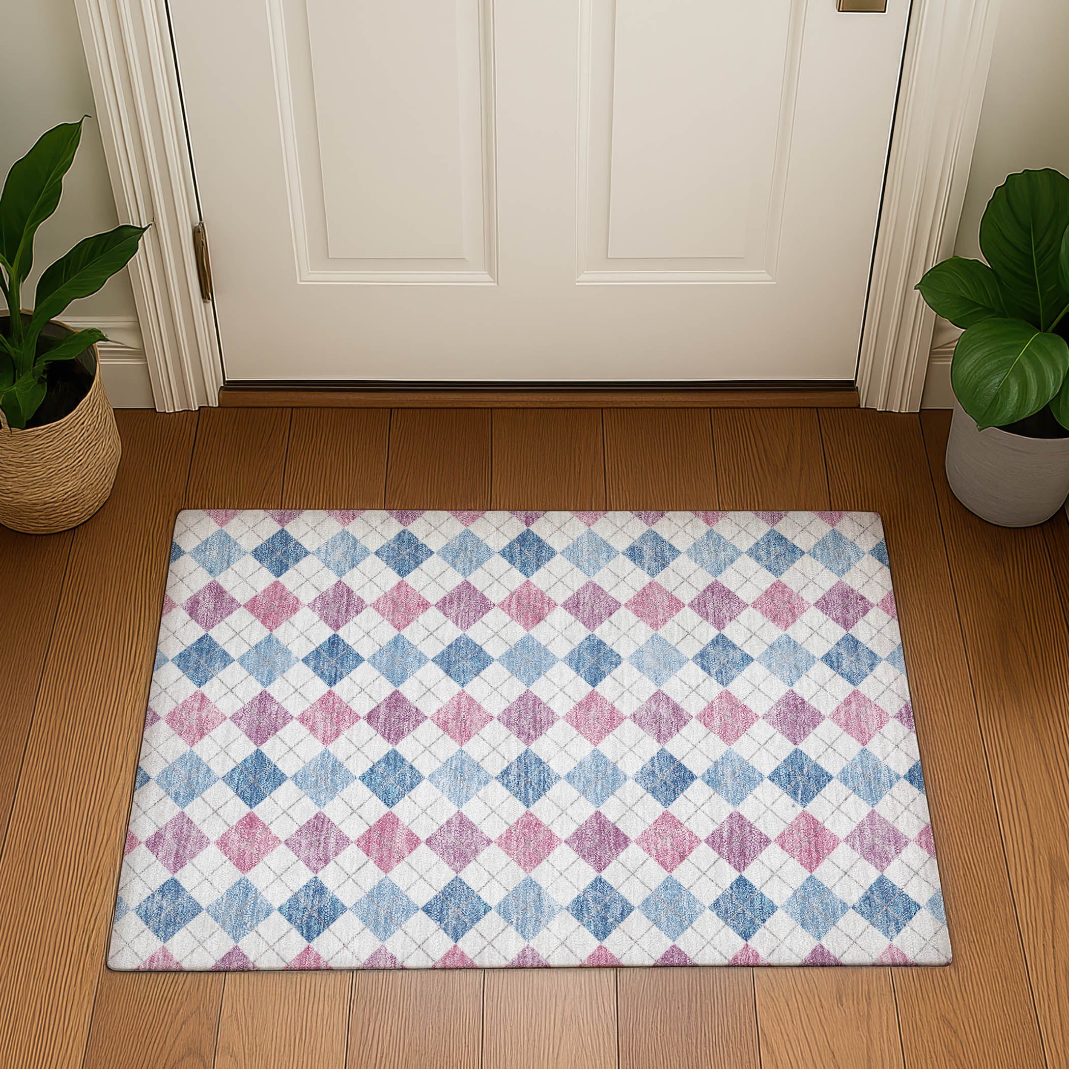 Antigua Machine Washable Transitional Blue Rug 1'8" x 2'6" #shape_Rectangle
