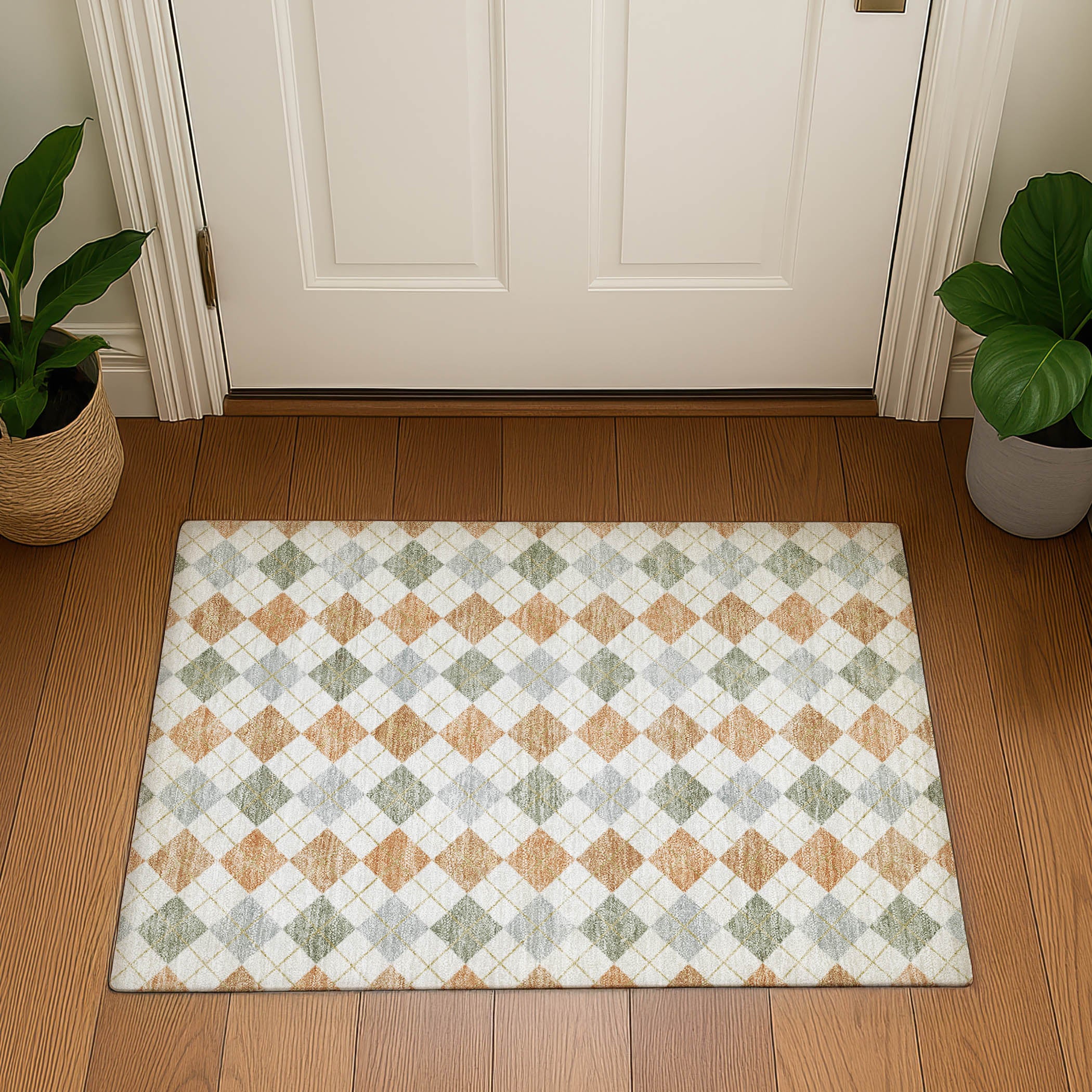 Antigua Machine Washable Transitional Coral Orange Rug 1'8" x 2'6" #shape_Rectangle