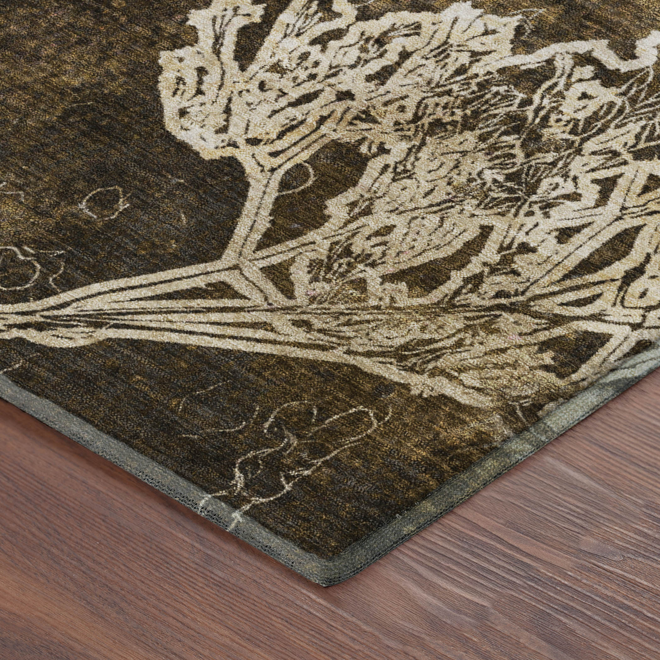 Salzburg Machine Washable Transitional Chocolate Brown Rug 1'8" x 2'6" #shape_Rectangle
