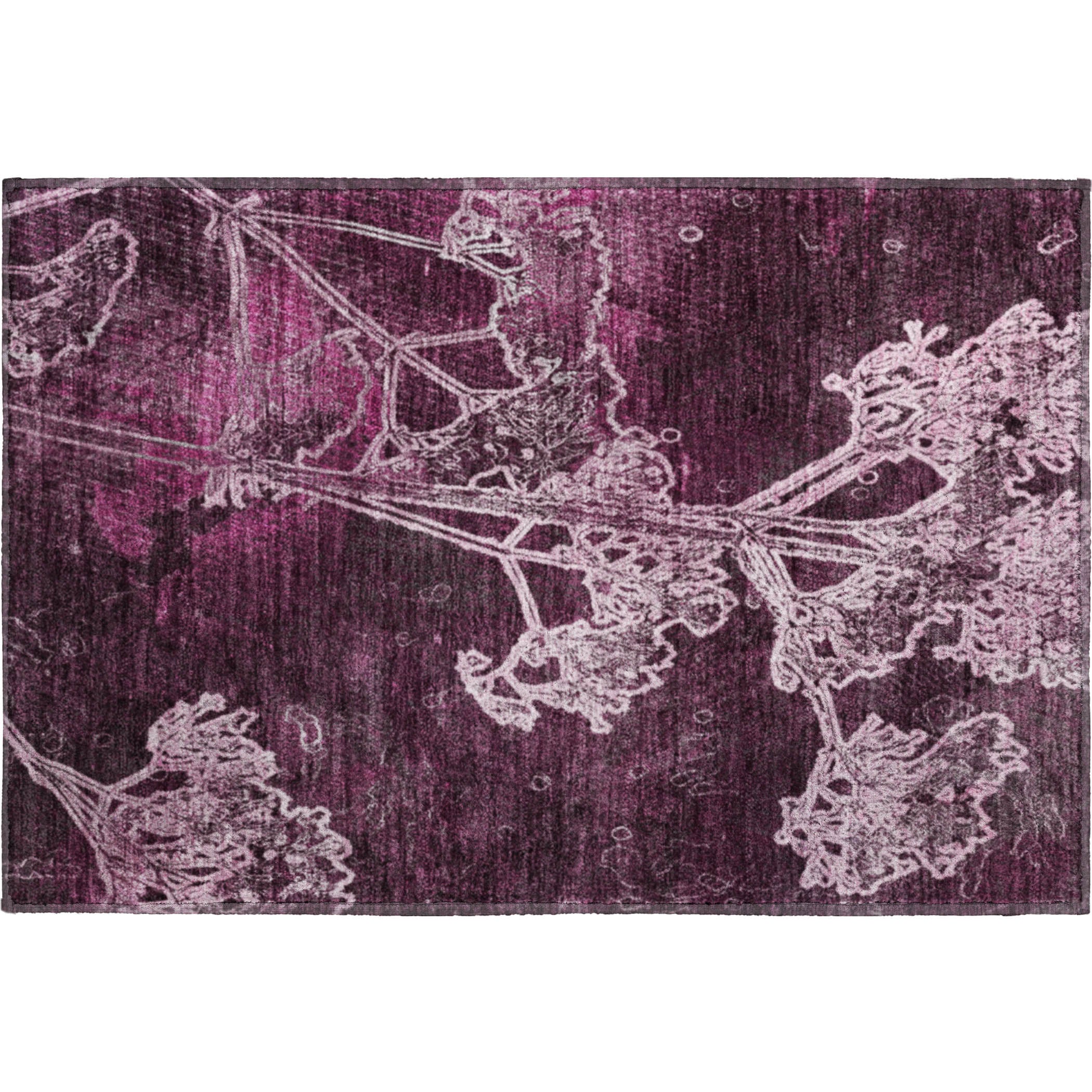 Salzburg Machine Washable Transitional Eggplant Purple Rug 1'8" x 2'6" #shape_Rectangle