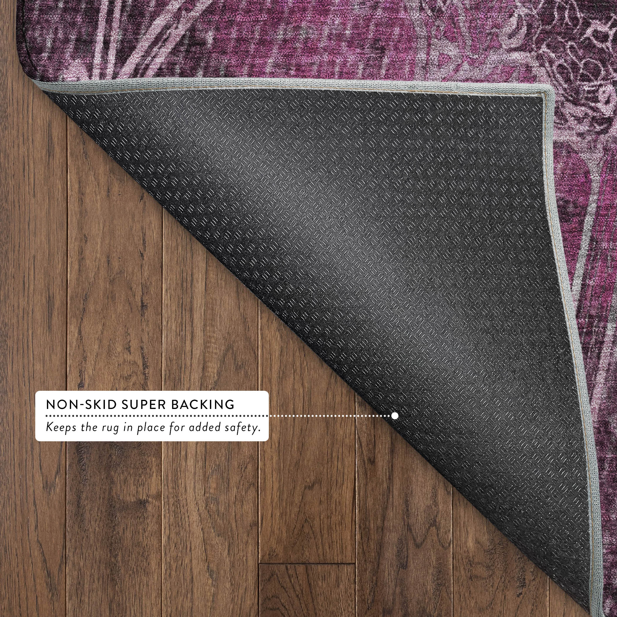 Salzburg Machine Washable Transitional Eggplant Purple Rug 1'8" x 2'6" #shape_Rectangle