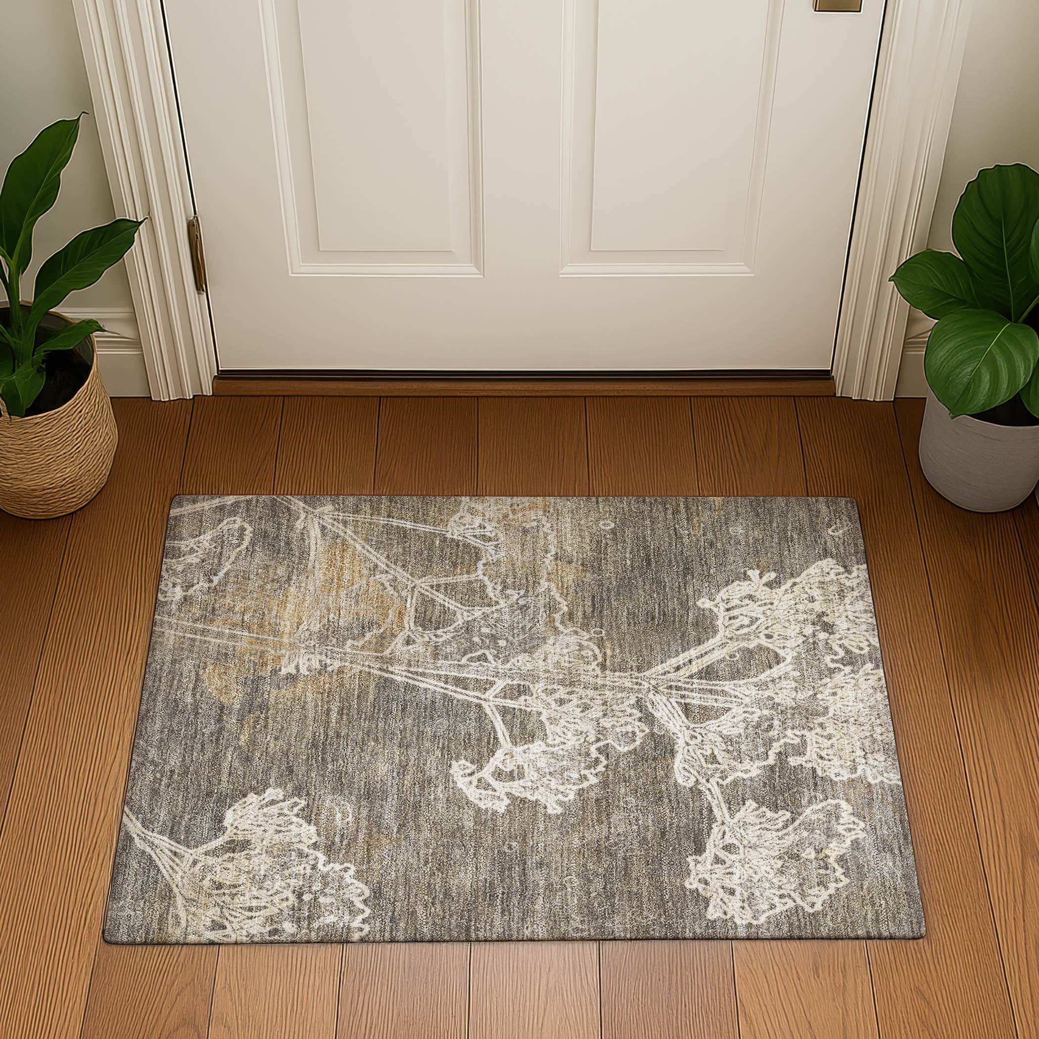 Salzburg Machine Washable Transitional Khaki Brown Rug 1'8" x 2'6" #shape_Rectangle
