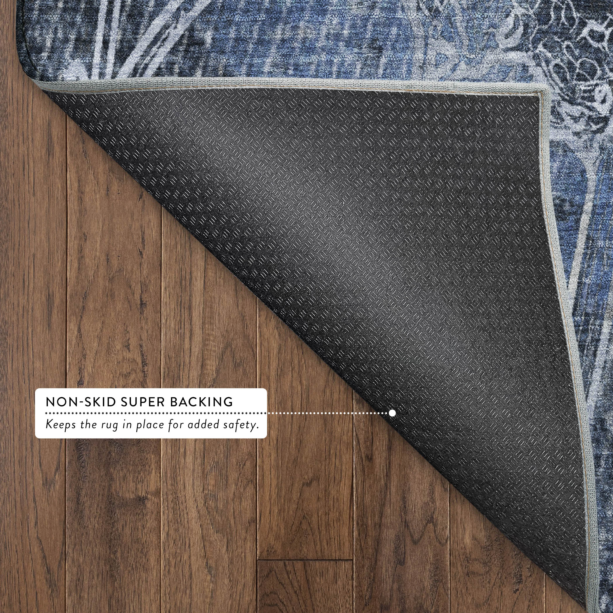 Salzburg Machine Washable Transitional Navy Blue Rug 1'8" x 2'6" #shape_Rectangle