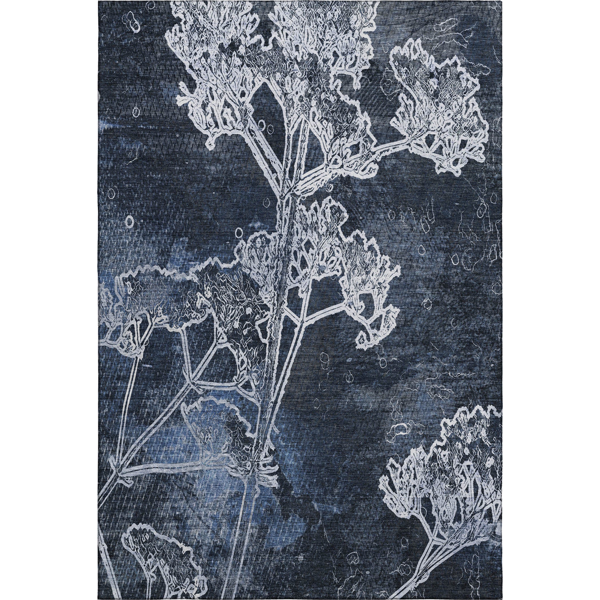Salzburg Machine Washable Transitional Navy Blue Rug 2'6" x 3'10" #shape_Rectangle