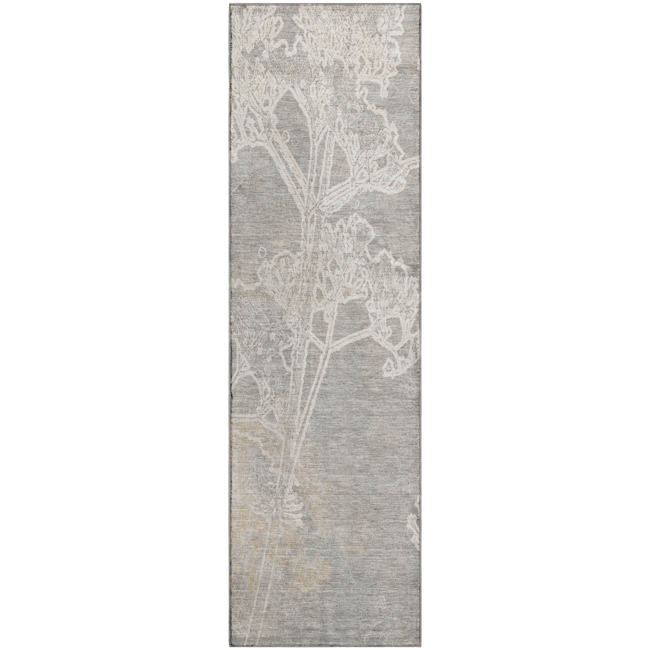 Salzburg Machine Washable Transitional Silver Gray Rug 2'3" x 7'6" #shape_Runner