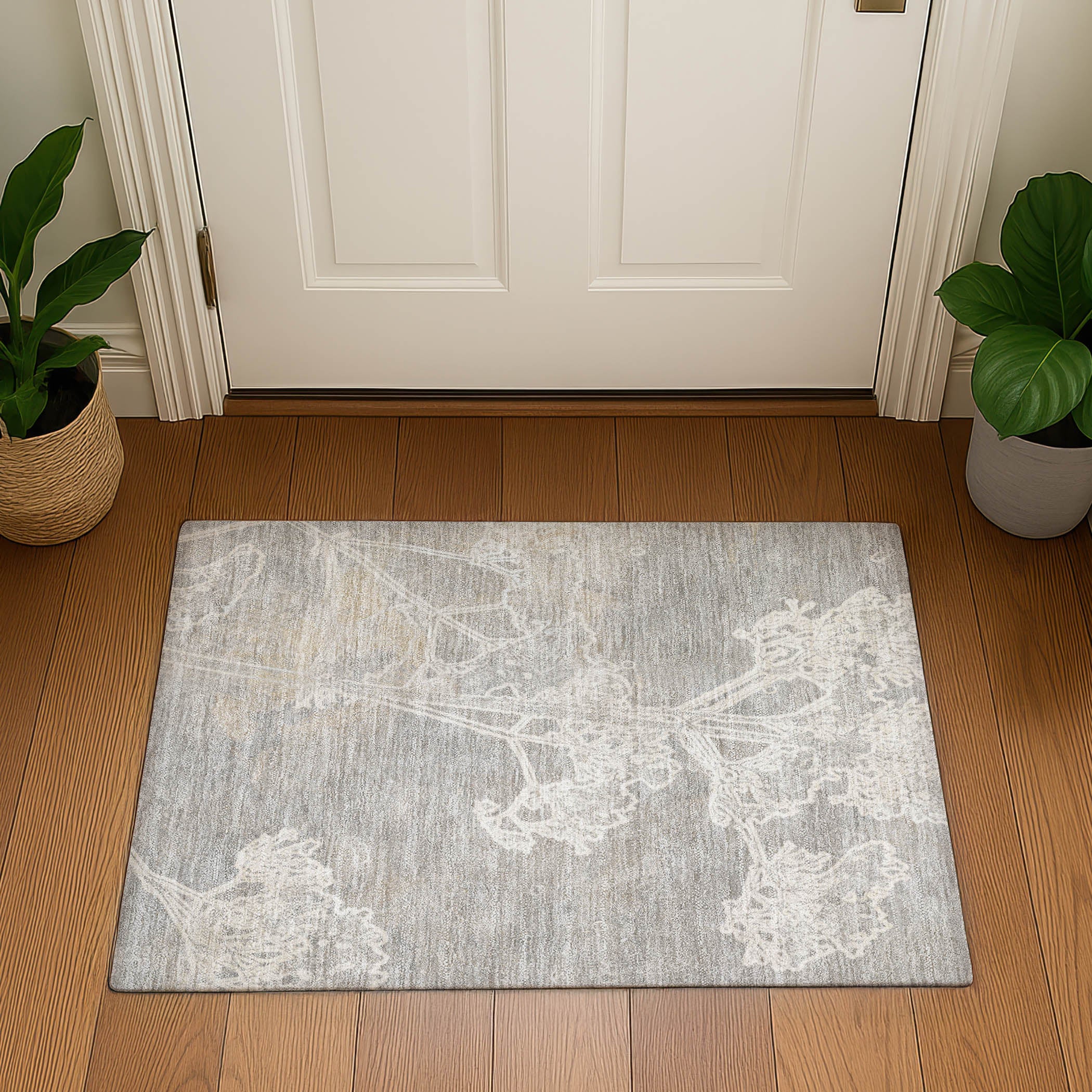Salzburg Machine Washable Transitional Silver Gray Rug 1'8" x 2'6" #shape_Rectangle