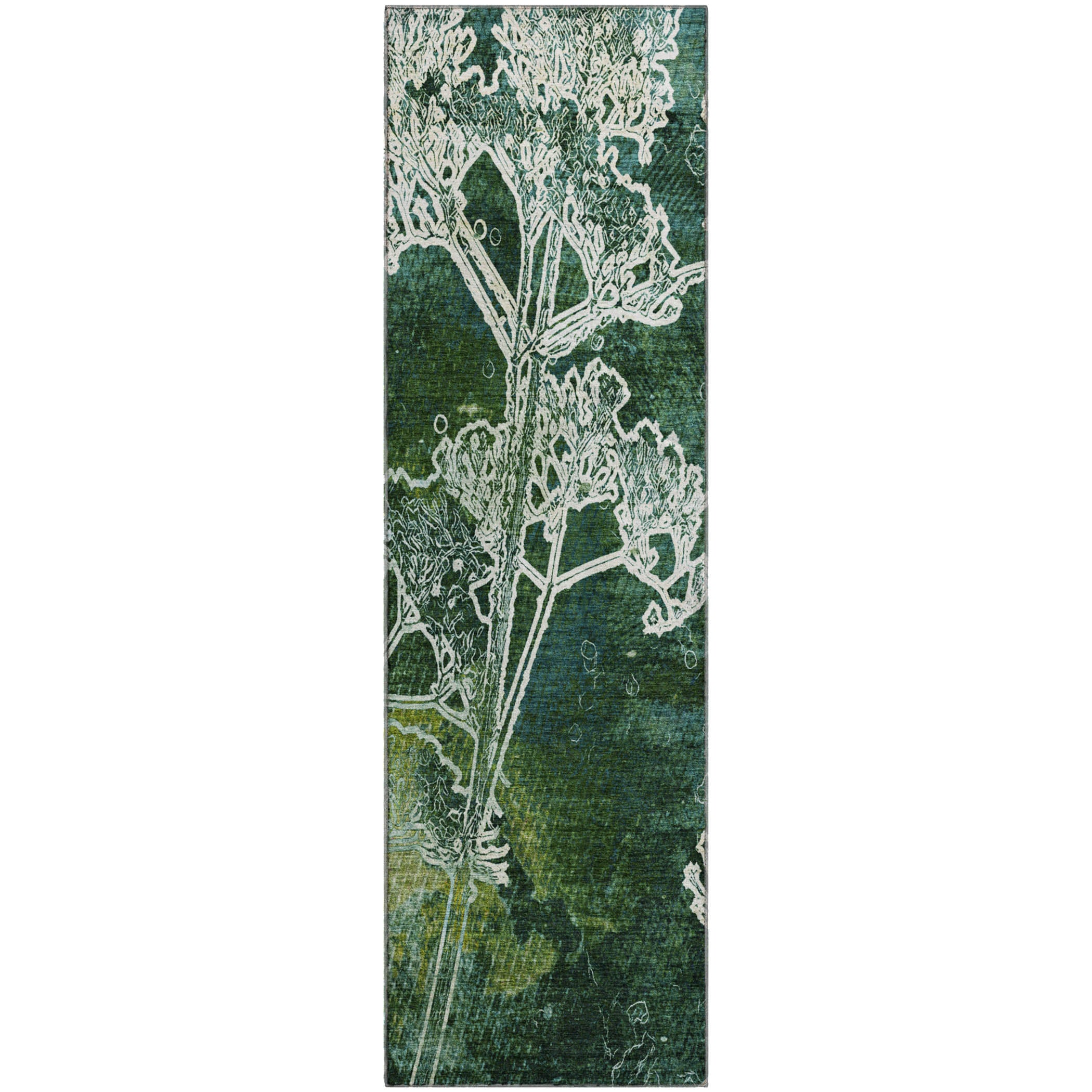 Salzburg Machine Washable Transitional Teal Rug 2'3" x 7'6" #shape_Runner