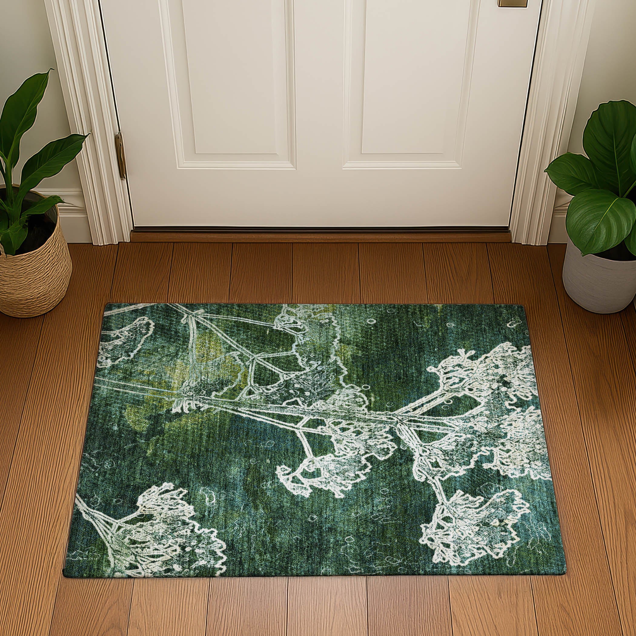 Salzburg Machine Washable Transitional Teal Rug 1'8" x 2'6" #shape_Rectangle
