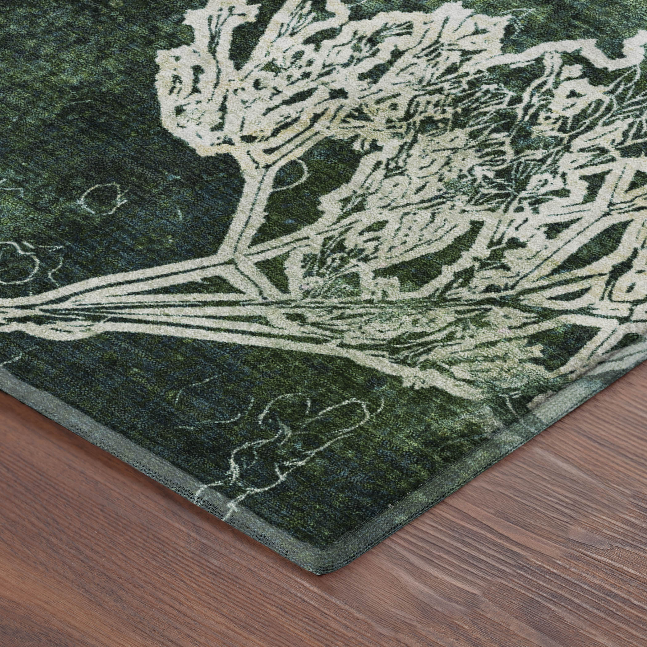 Salzburg Machine Washable Transitional Teal Rug 1'8" x 2'6" #shape_Rectangle