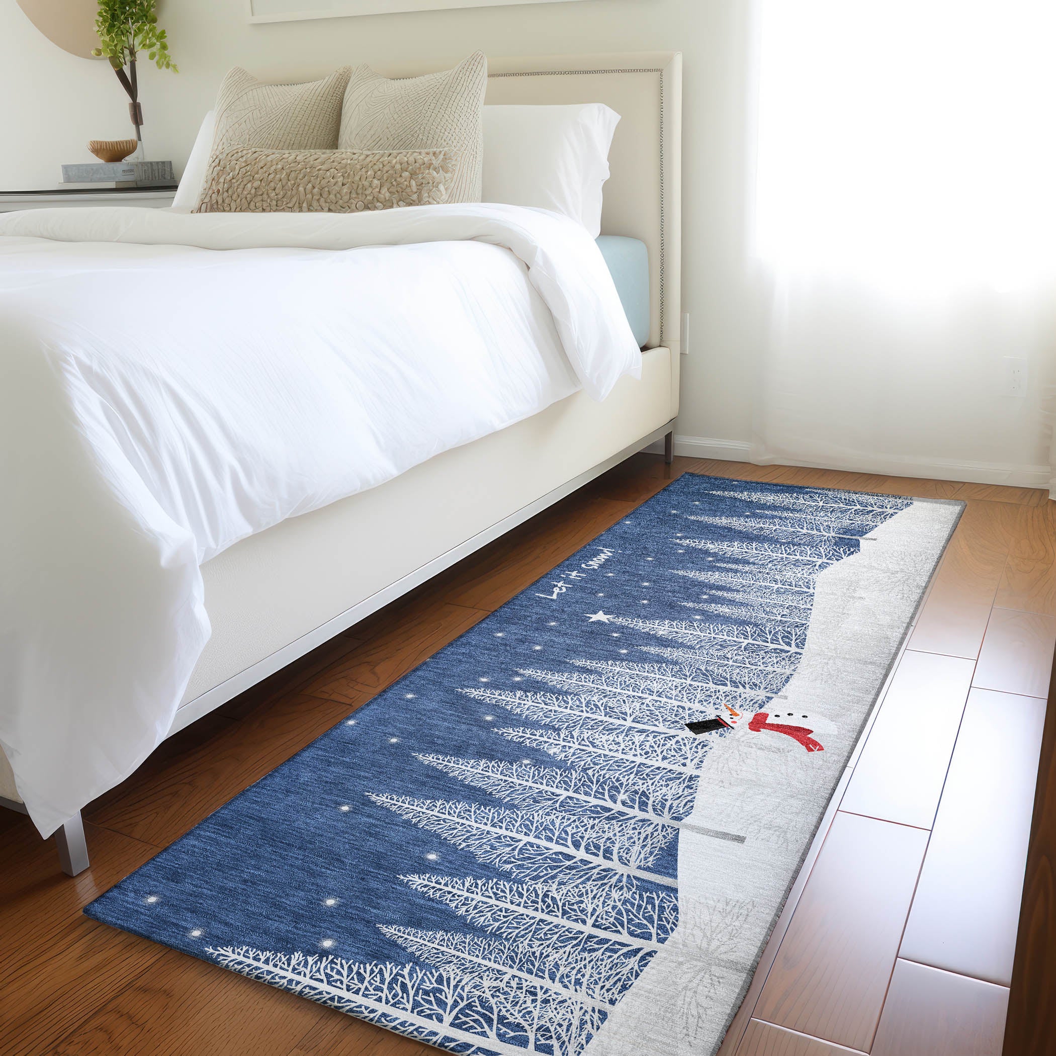 Mdina Machine Washable Holiday Blue Rug 2'3" x 7'6" #shape_Runner