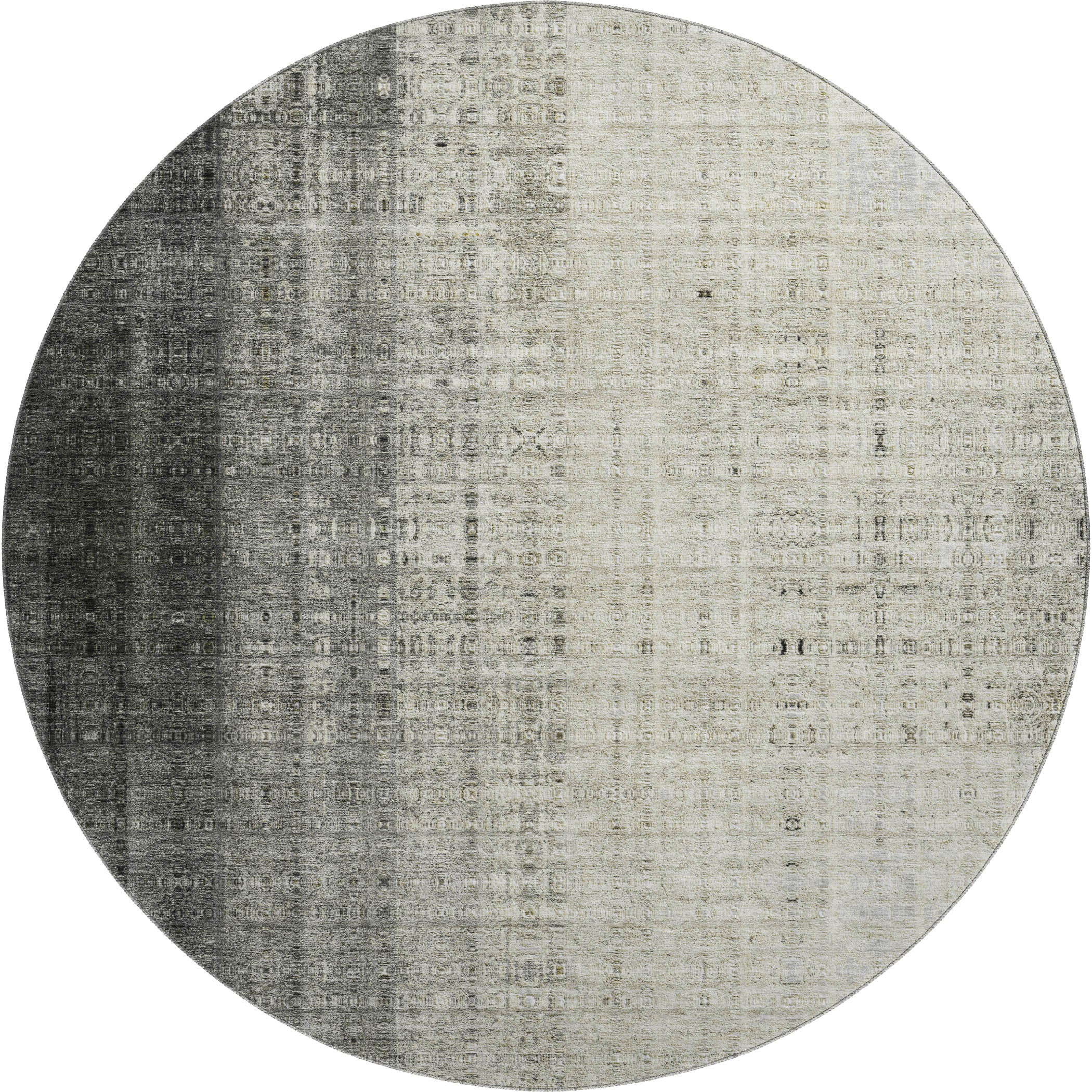 Salzburg Machine Washable Transitional Beige Brown Rug 8' x 8' #shape_Round