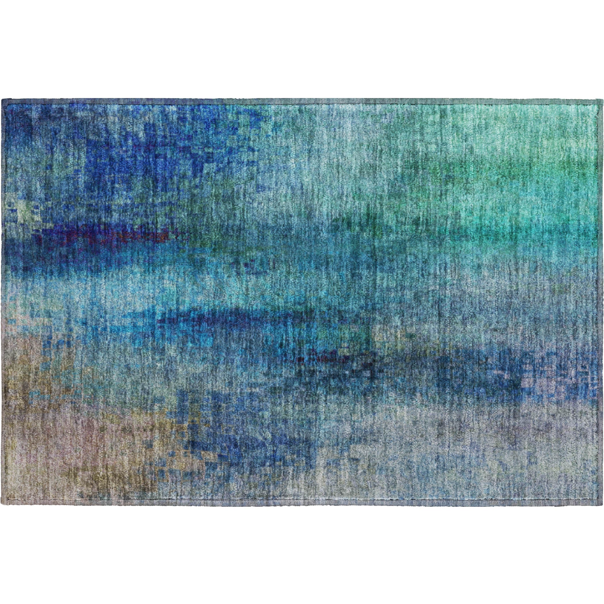 Seoul Machine Washable Transitional Blue Rug 1'8" x 2'6" #shape_Rectangle
