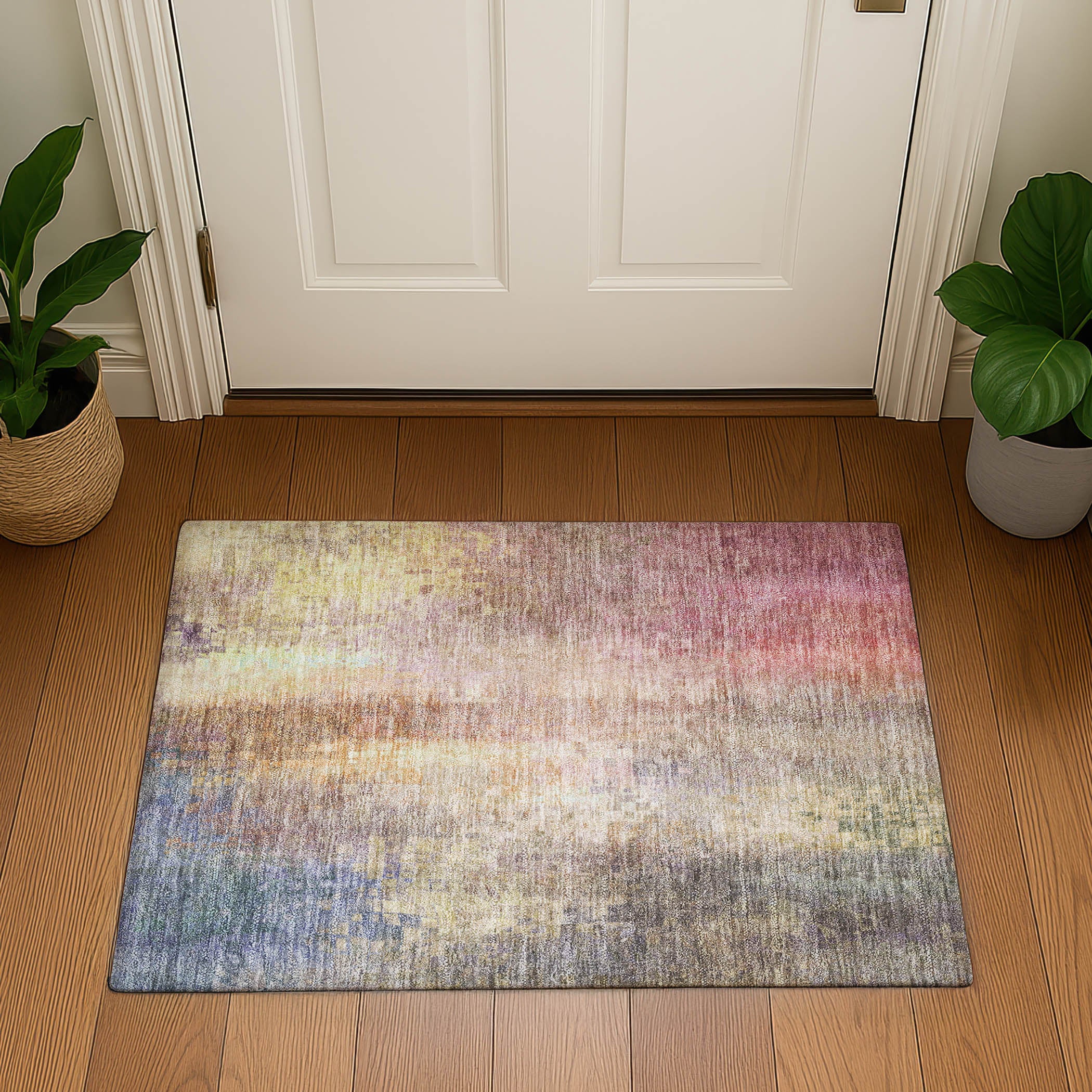Seoul Machine Washable Transitional Blush Pink Rug 1'8" x 2'6" #shape_Rectangle