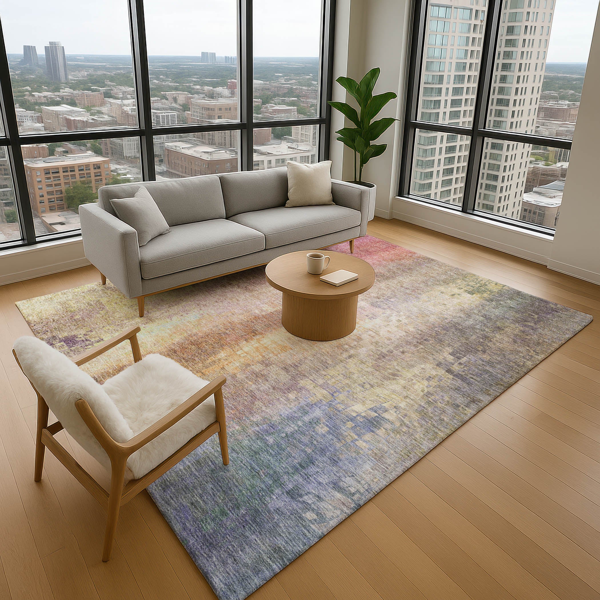 Seoul Machine Washable Transitional Blush Pink Rug 2'6" x 3'10" #shape_Rectangle
