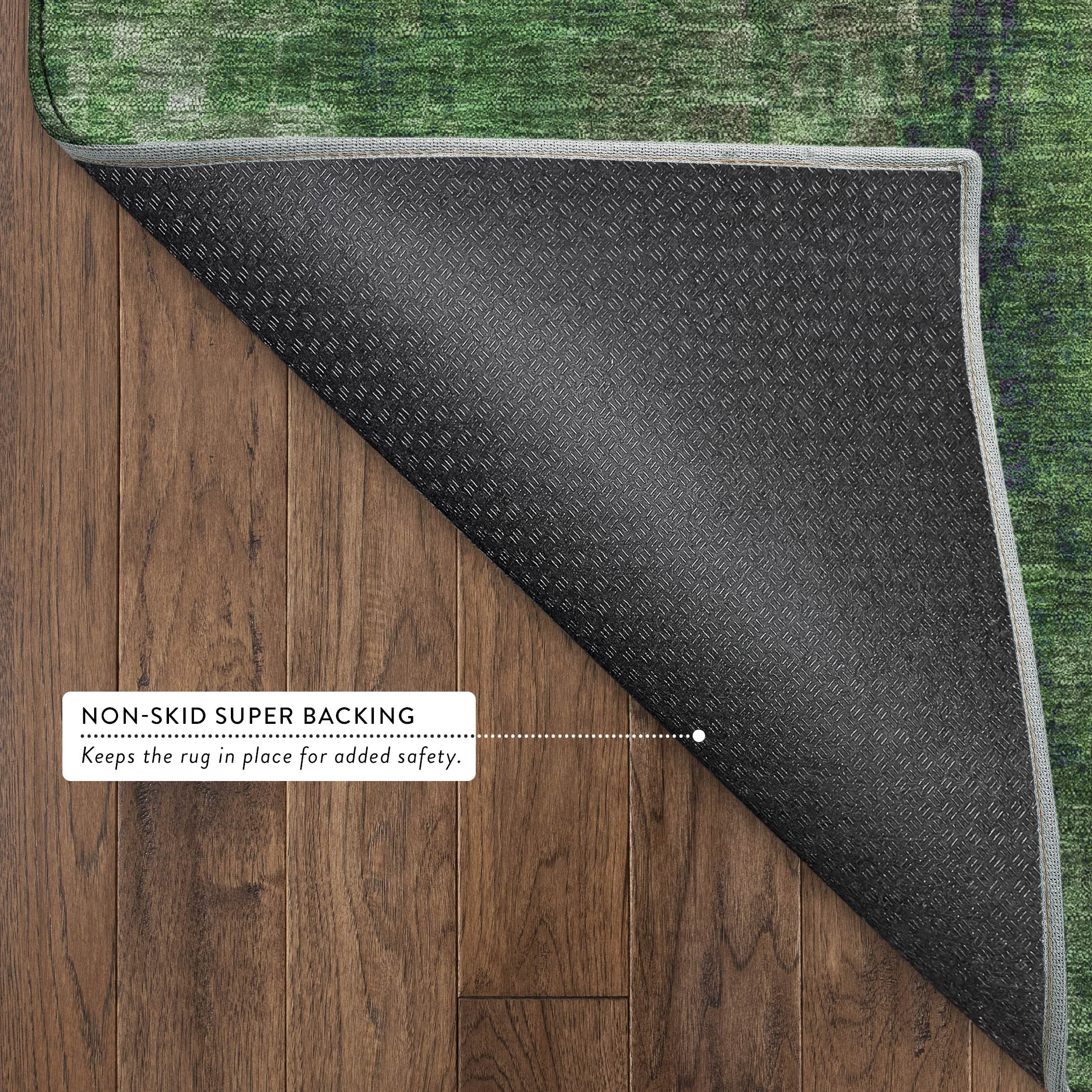 Seoul Machine Washable Transitional Green Rug 1'8" x 2'6" #shape_Rectangle