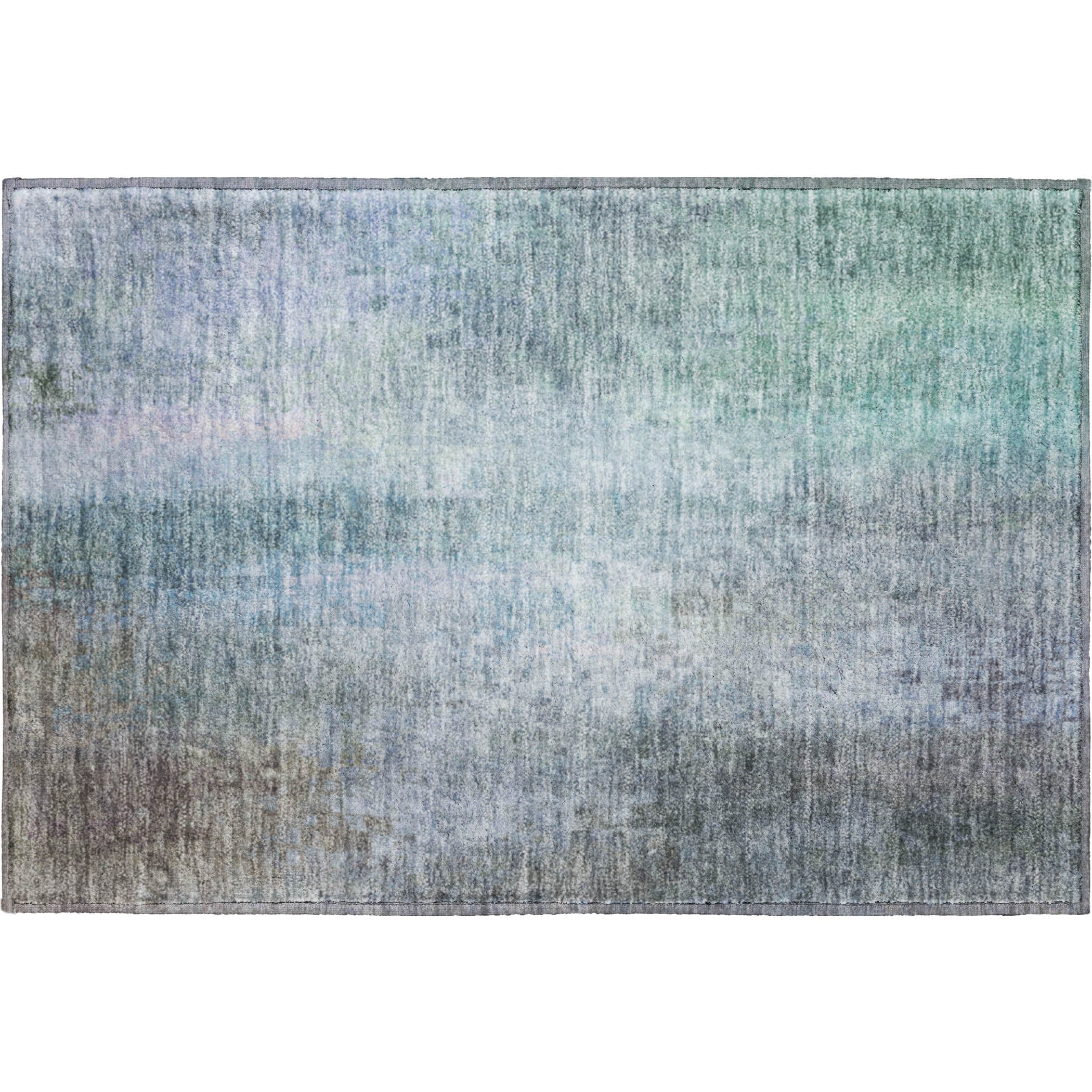 Seoul Machine Washable Transitional Seafoam Blue Rug 1'8" x 2'6" #shape_Rectangle