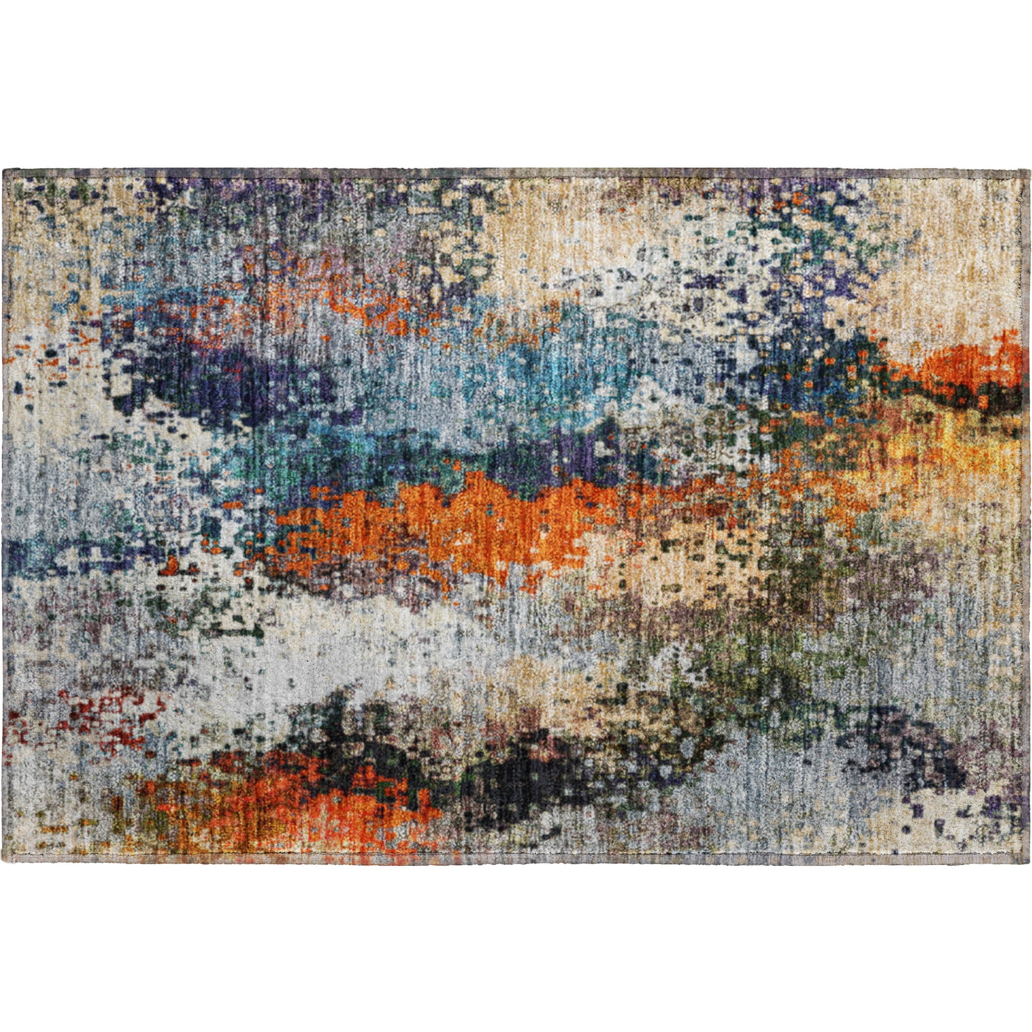 Budapest Machine Washable Transitional Blue Rug 1'8" x 2'6" #shape_Rectangle