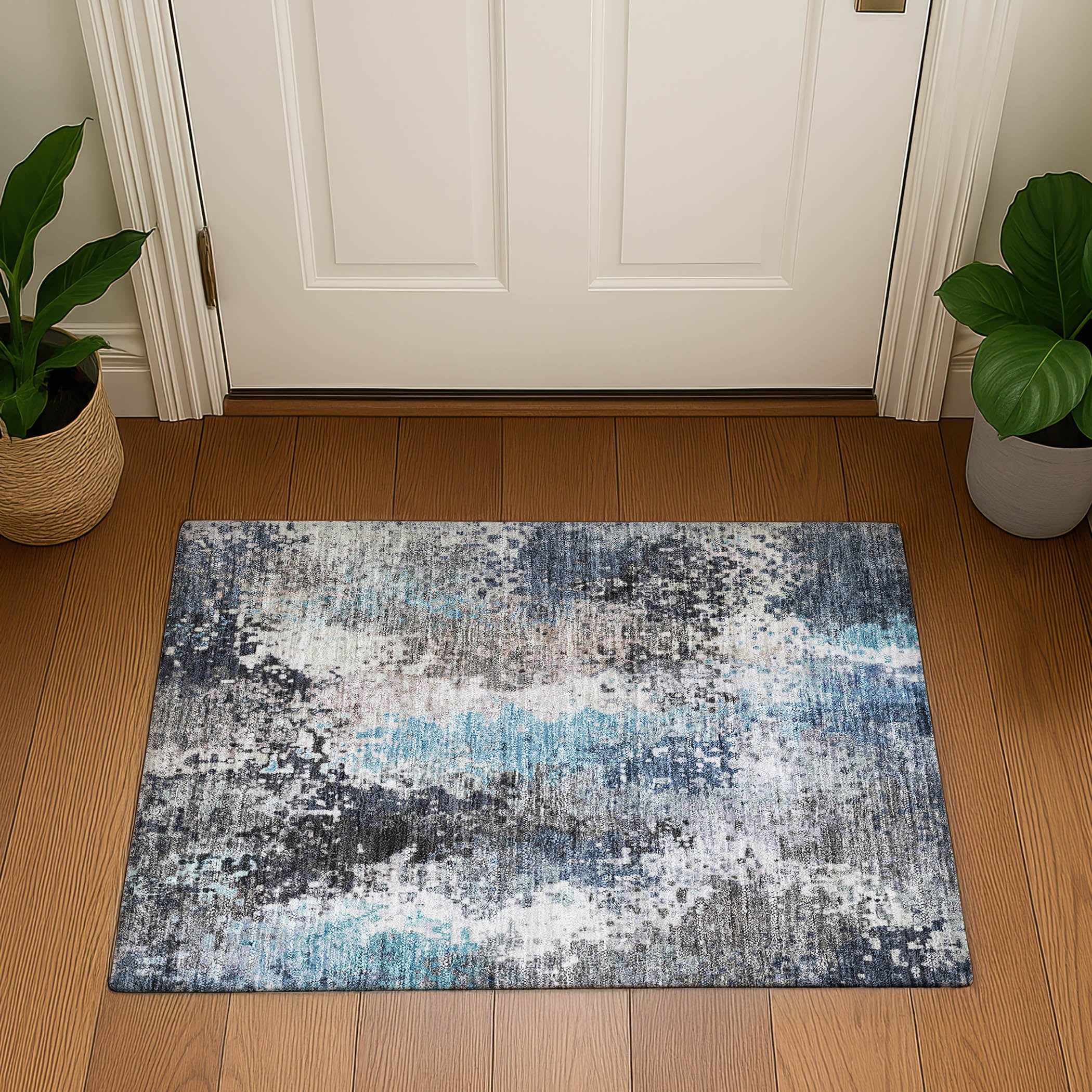Budapest Machine Washable Transitional Denim Blue Rug 1'8" x 2'6" #shape_Rectangle