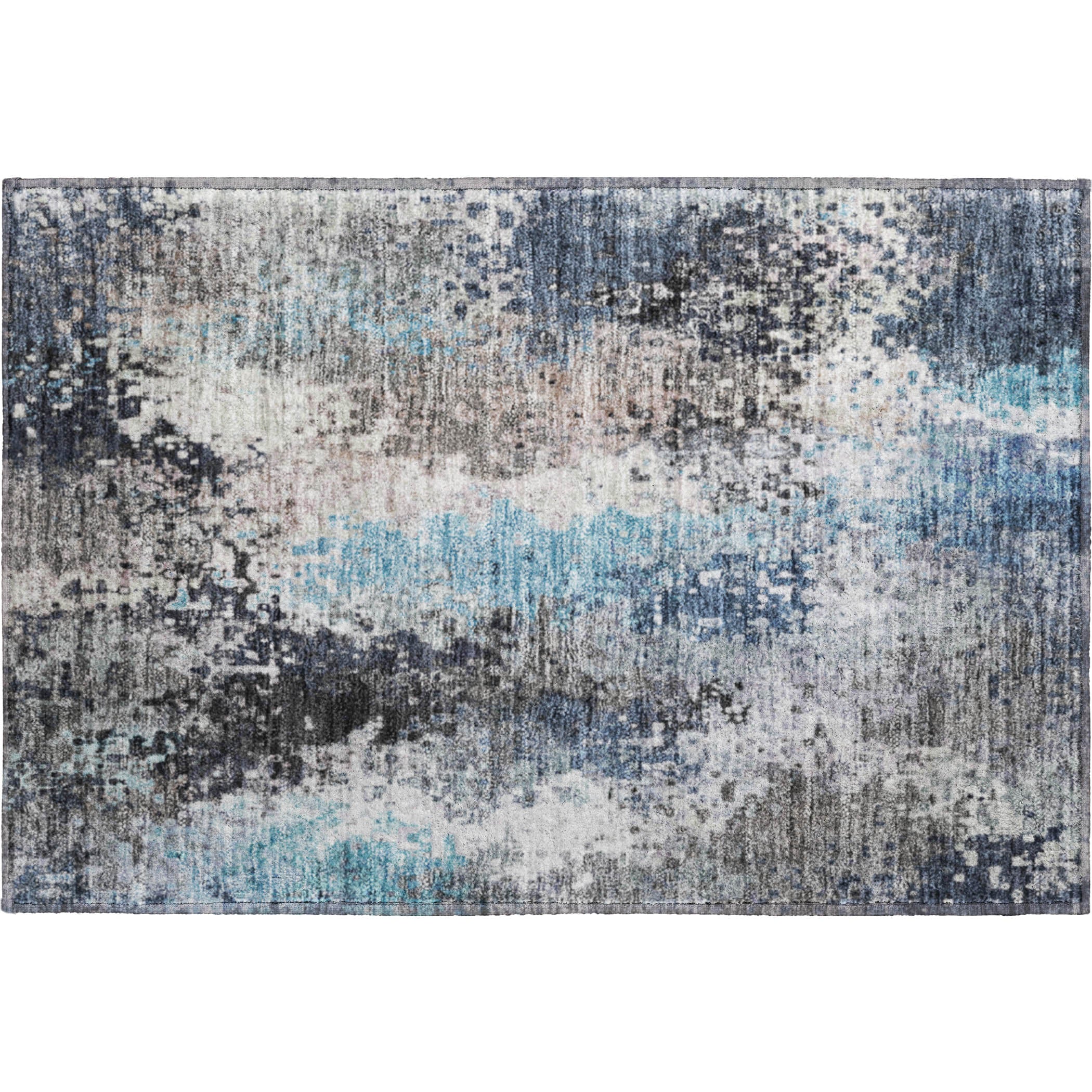 Budapest Machine Washable Transitional Denim Blue Rug 1'8" x 2'6" #shape_Rectangle