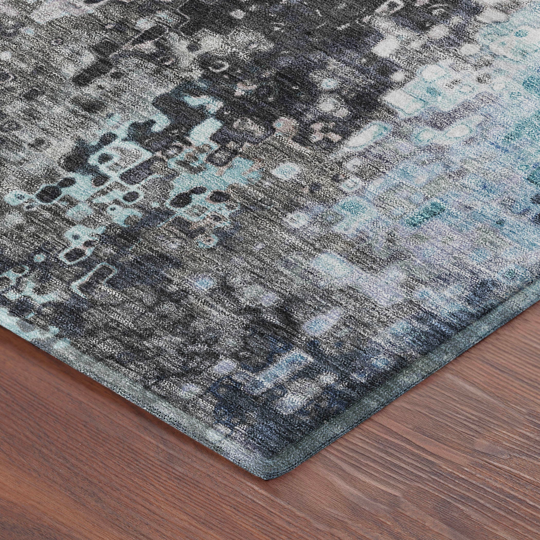 Budapest Machine Washable Transitional Denim Blue Rug 1'8" x 2'6" #shape_Rectangle