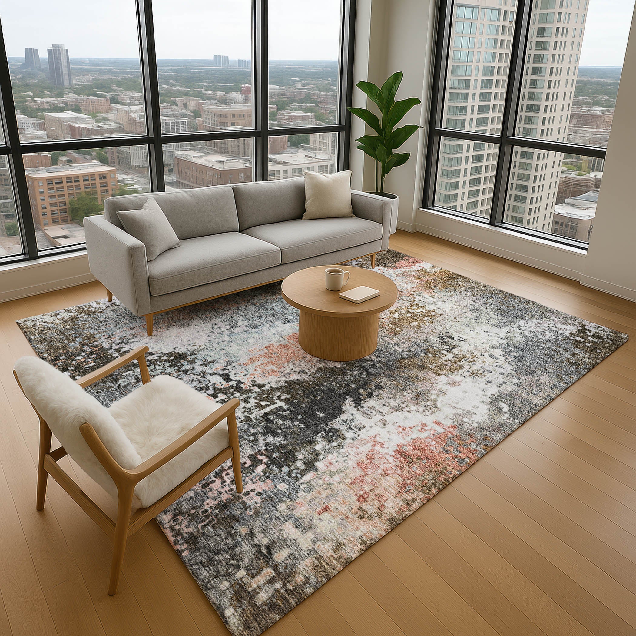 Budapest Machine Washable Transitional Granite Gray Rug 2'6" x 3'10" #shape_Rectangle