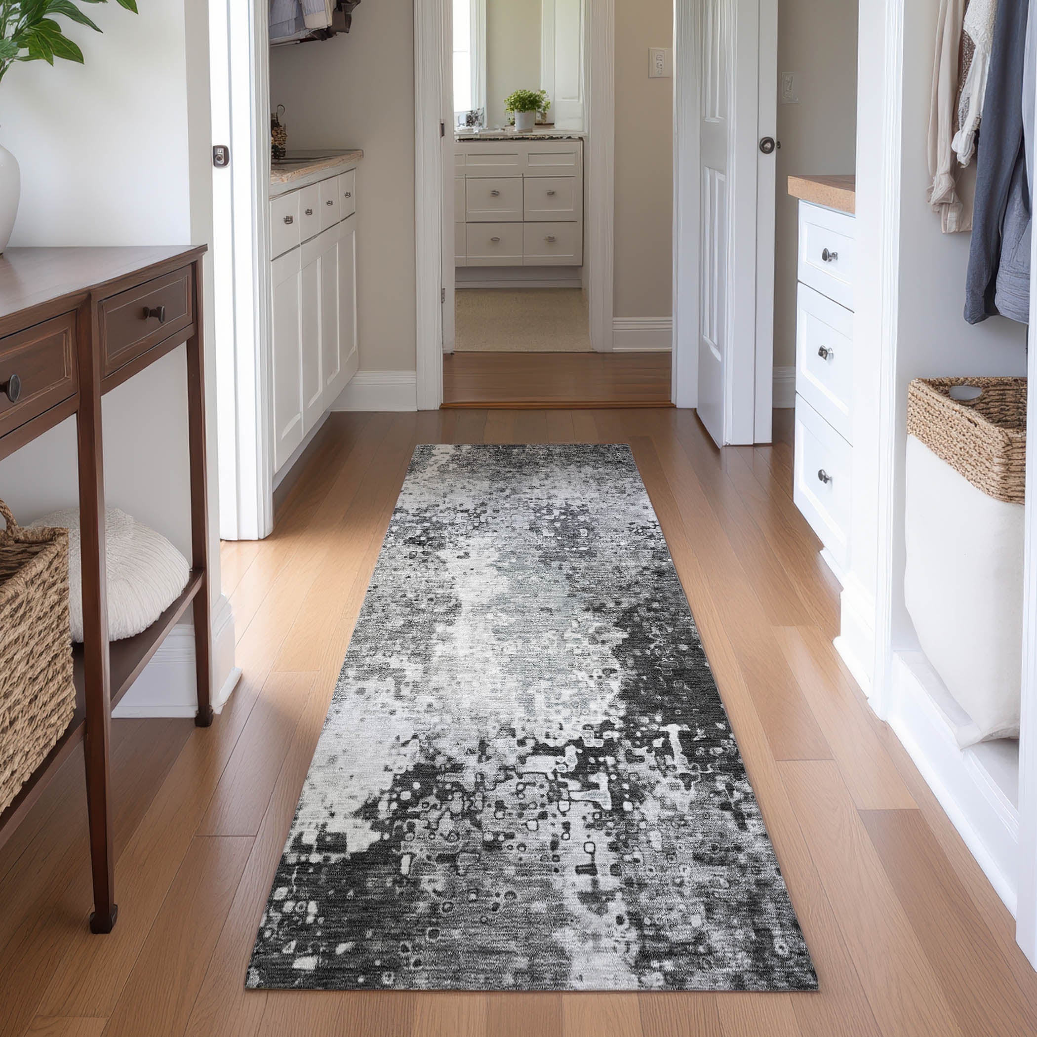 Budapest Machine Washable Transitional Gray Rug 2'3" x 7'6" #shape_Runner