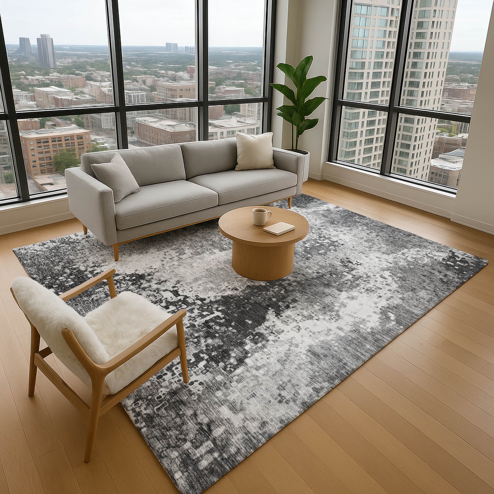 Budapest Machine Washable Transitional Gray Rug 2'6" x 3'10" #shape_Rectangle