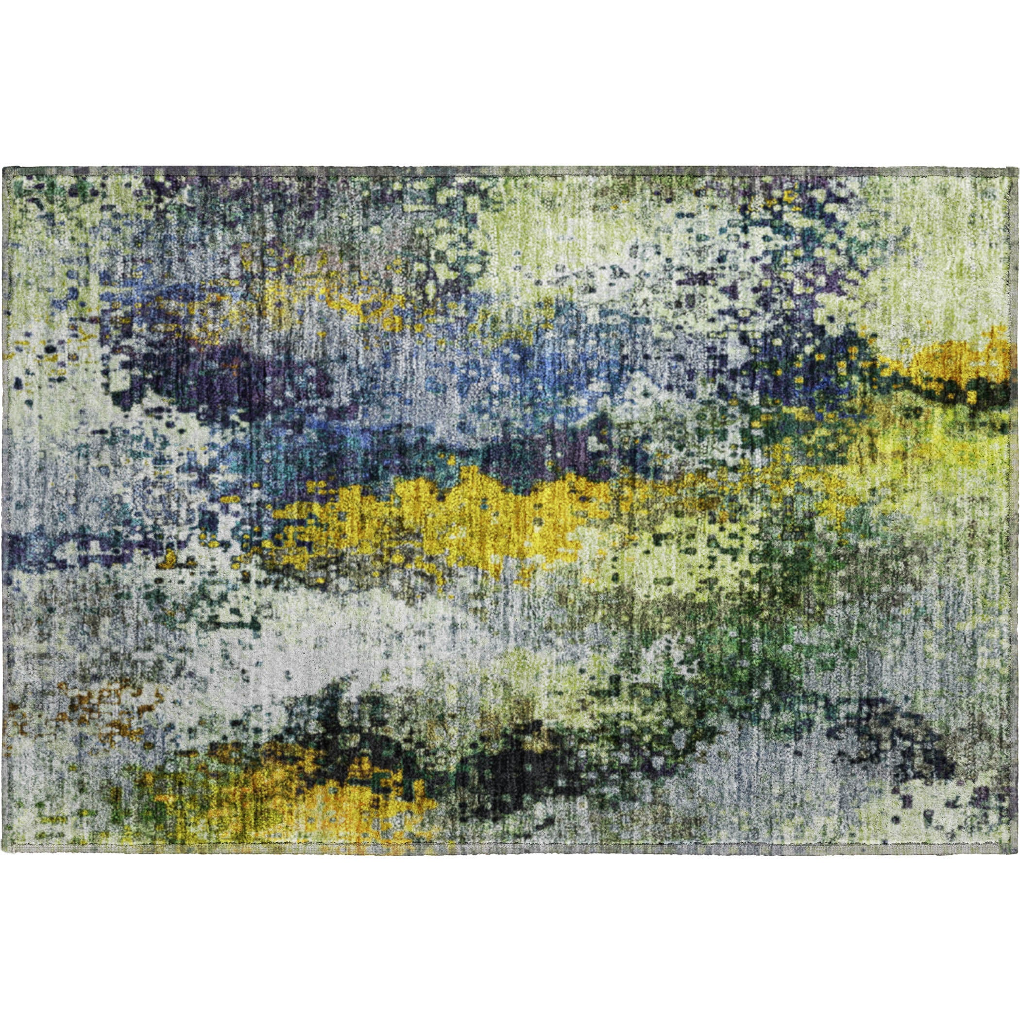 Budapest Machine Washable Transitional Green Rug 1'8" x 2'6" #shape_Rectangle