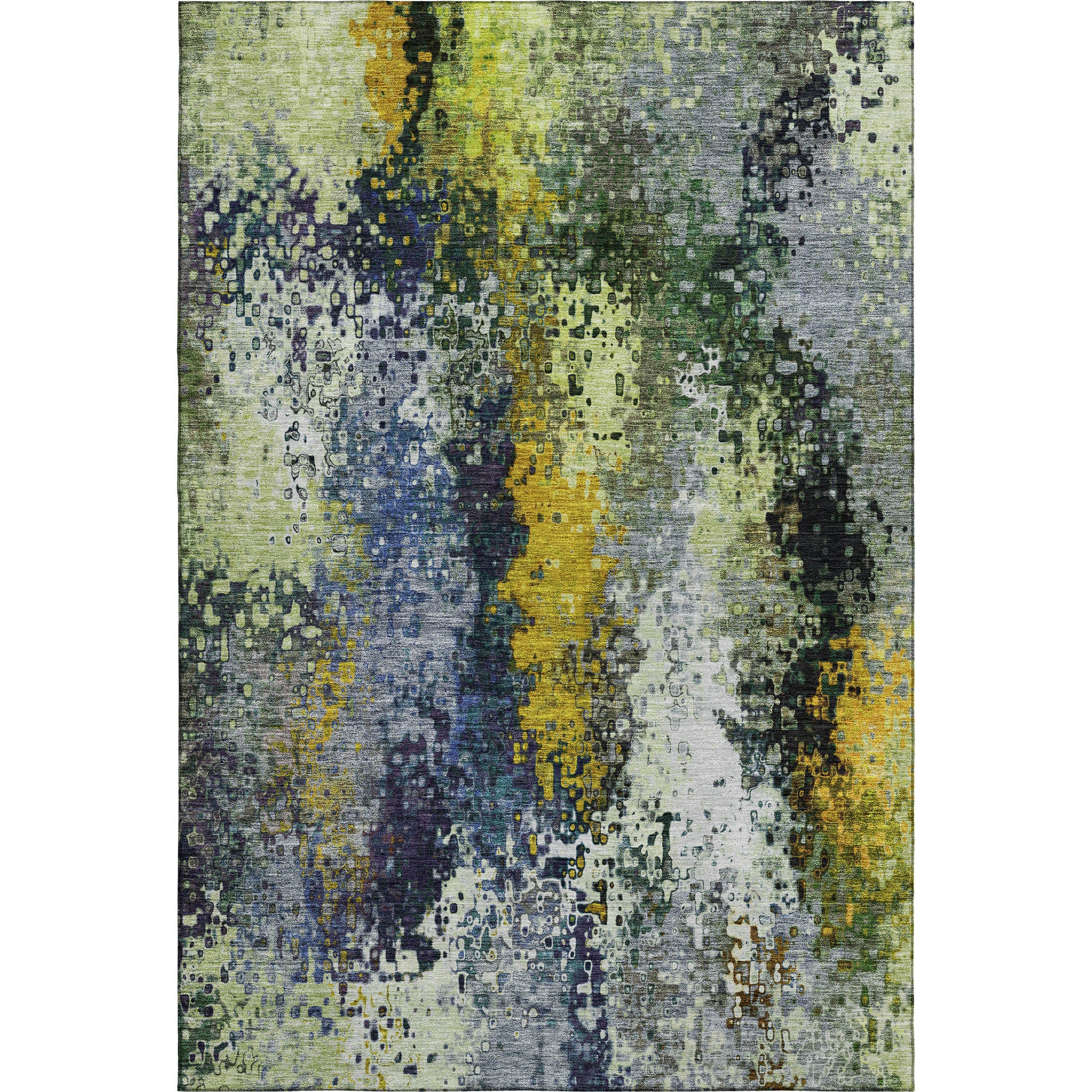 Budapest Machine Washable Transitional Green Rug 2'6" x 3'10" #shape_Rectangle