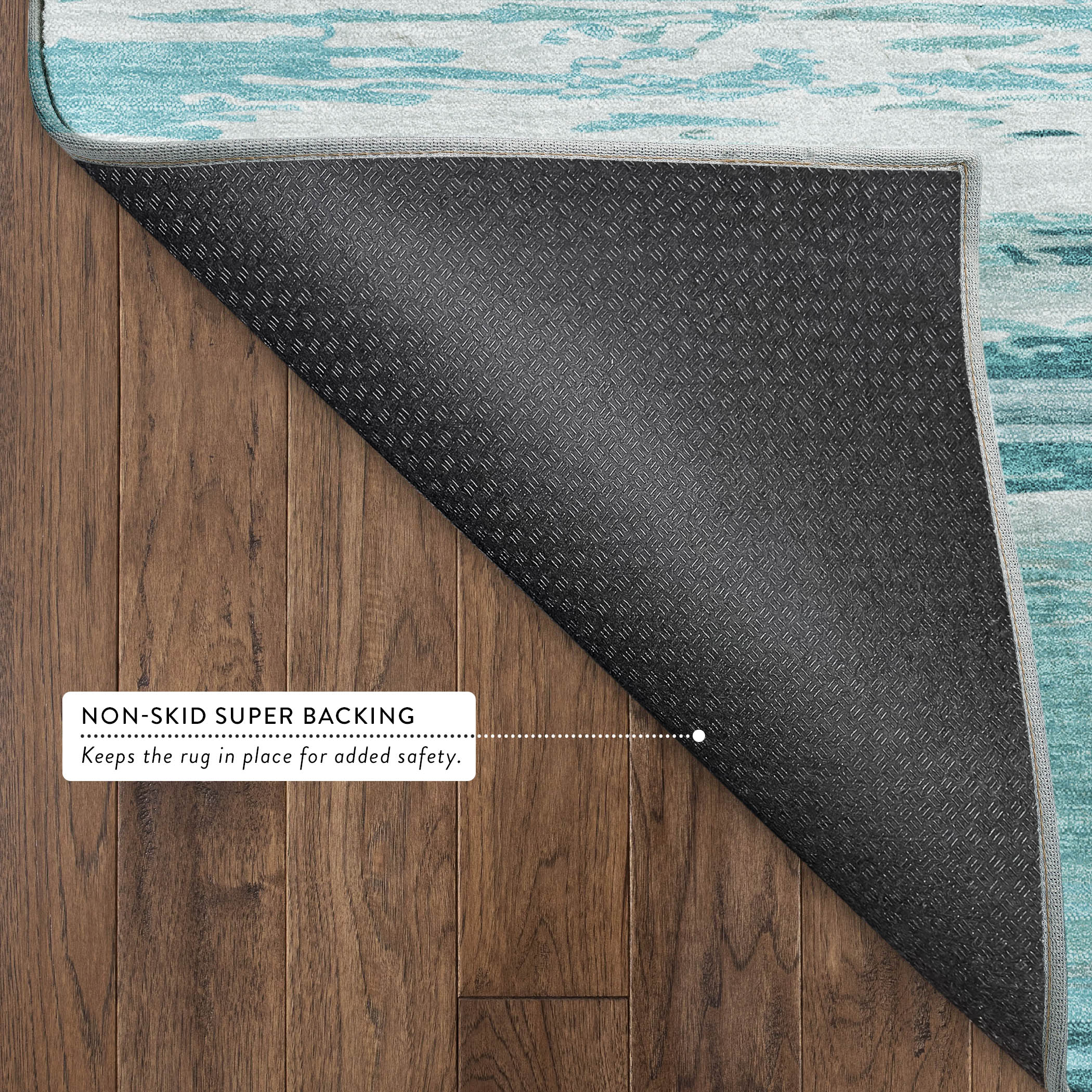Santorini Machine Washable Transitional Aqua Teal Rug 1'8" x 2'6" #shape_Rectangle