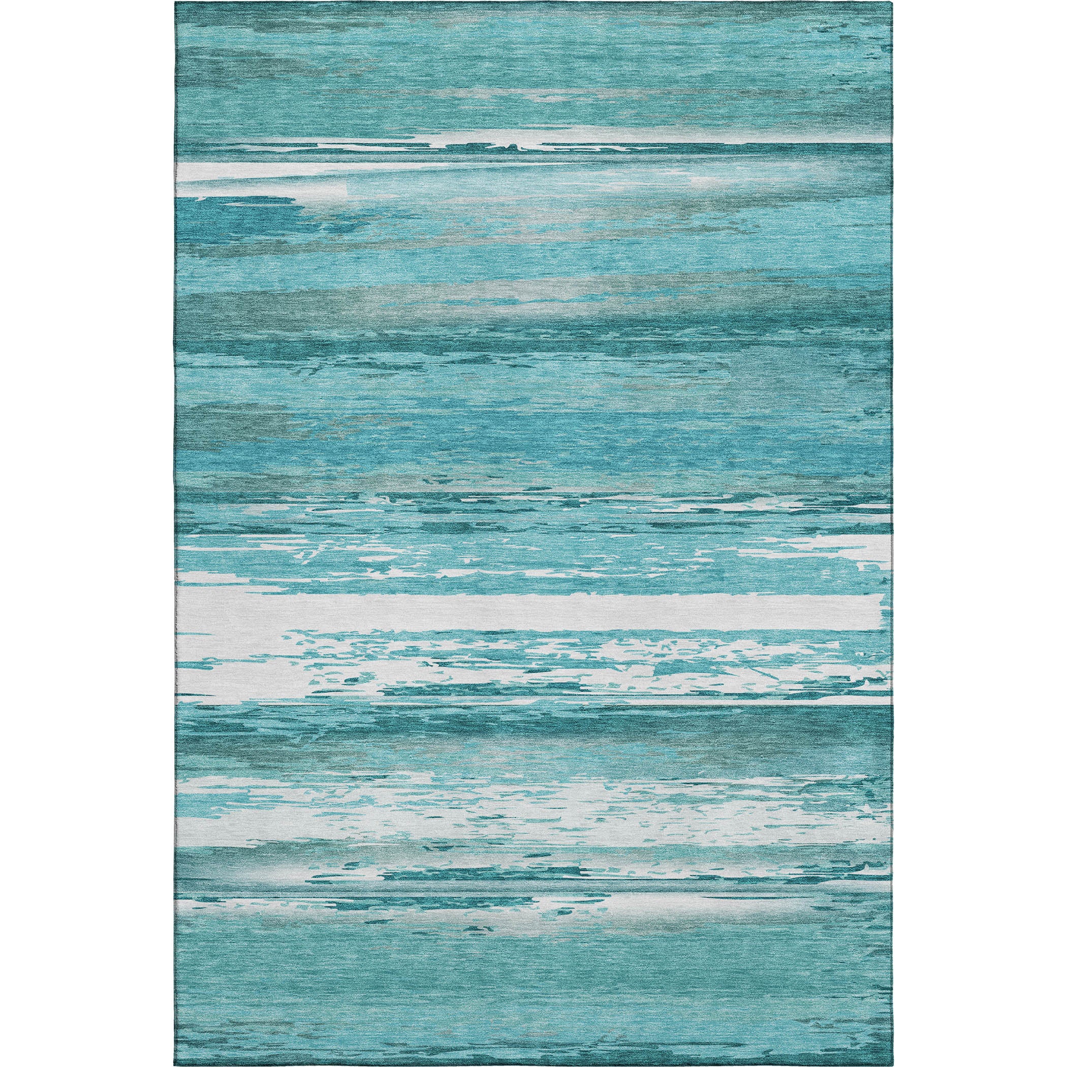 Santorini Machine Washable Transitional Aqua Teal Rug 2'6" x 3'10" #shape_Rectangle