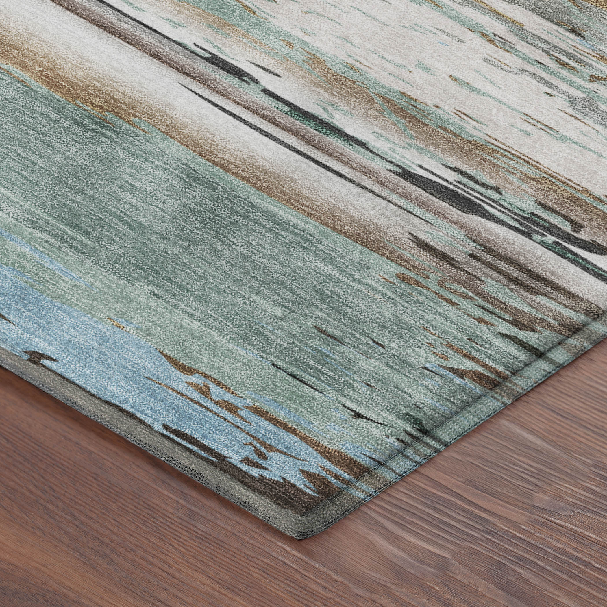 Santorini Machine Washable Transitional Blue Rug 1'8" x 2'6" #shape_Rectangle
