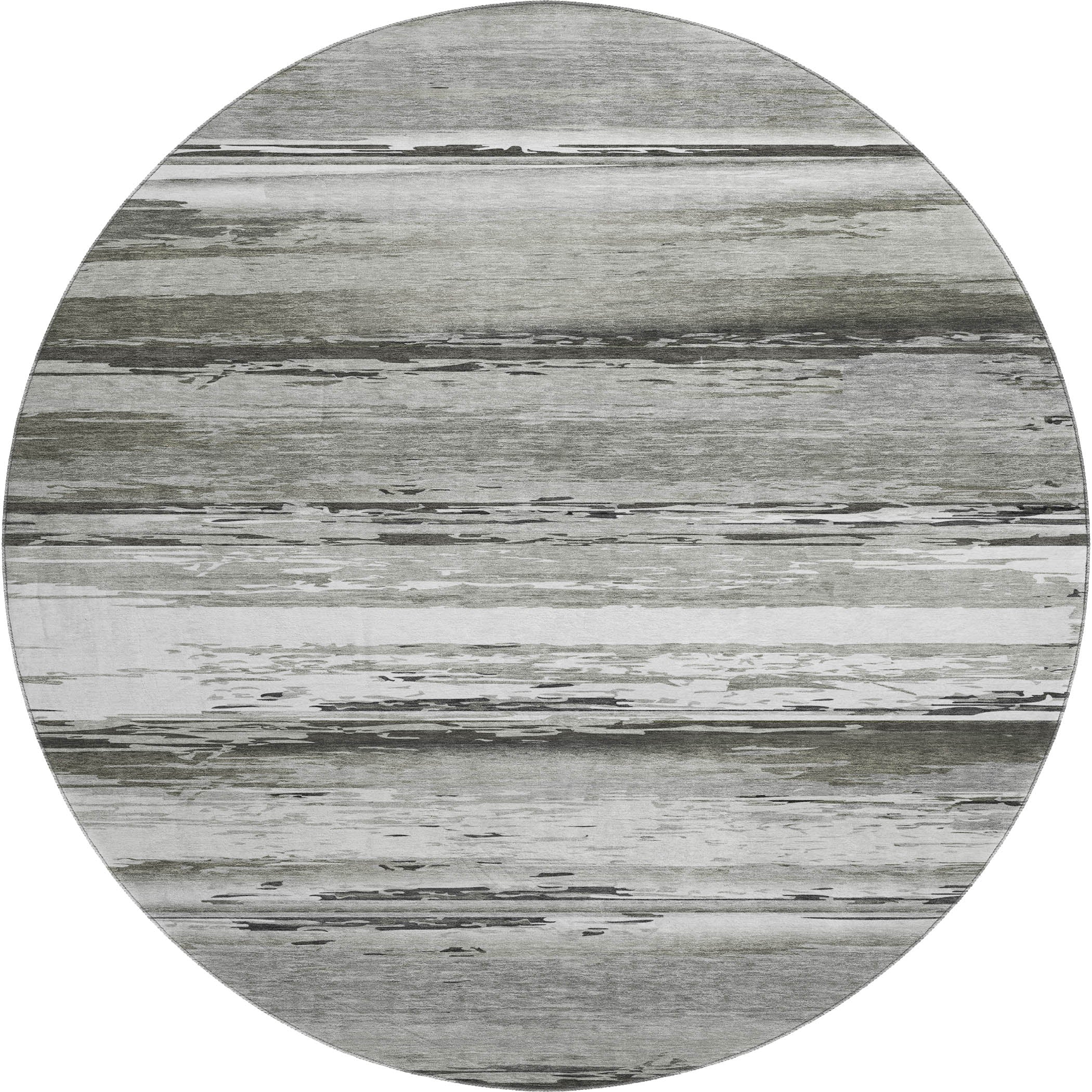 Santorini Machine Washable Transitional Gray Rug 8' x 8' #shape_Round
