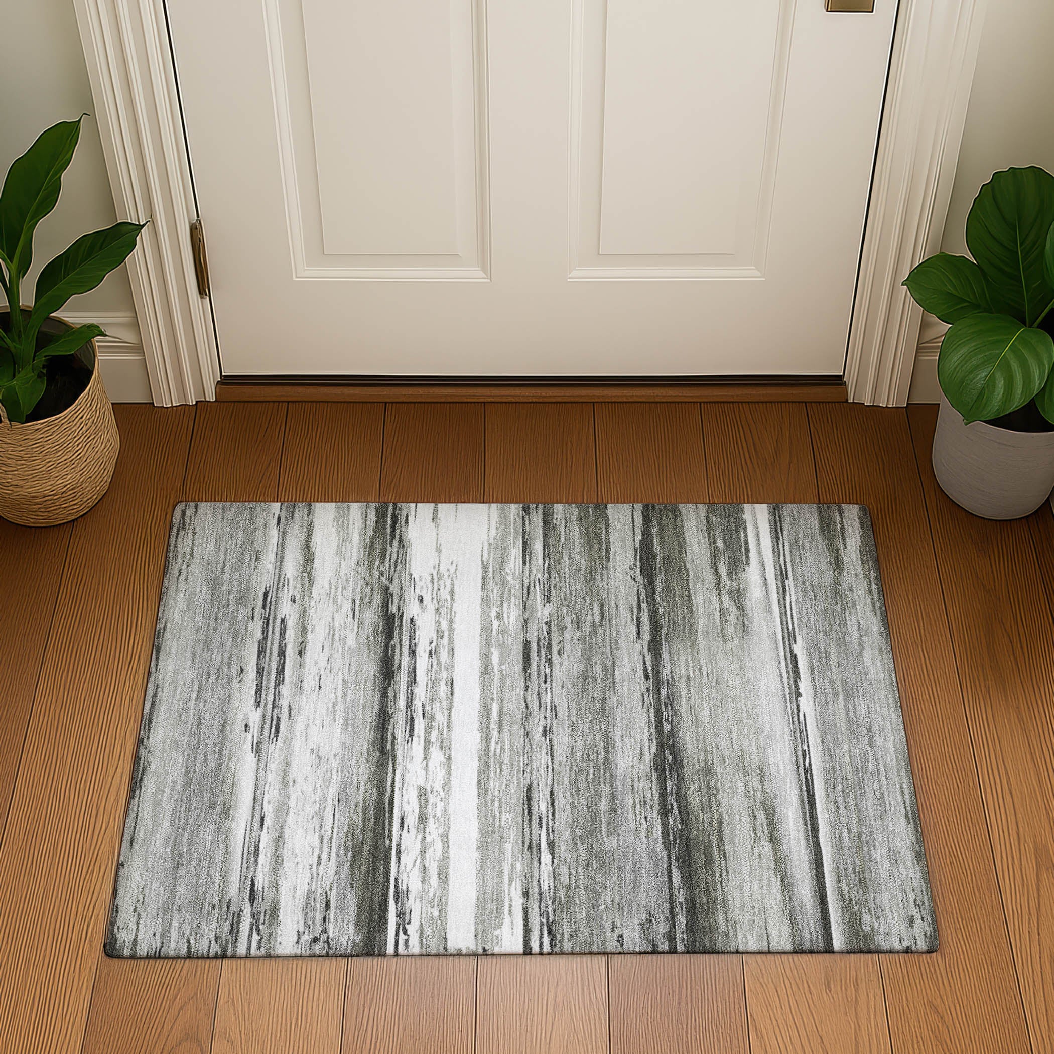 Santorini Machine Washable Transitional Gray Rug 1'8" x 2'6" #shape_Rectangle