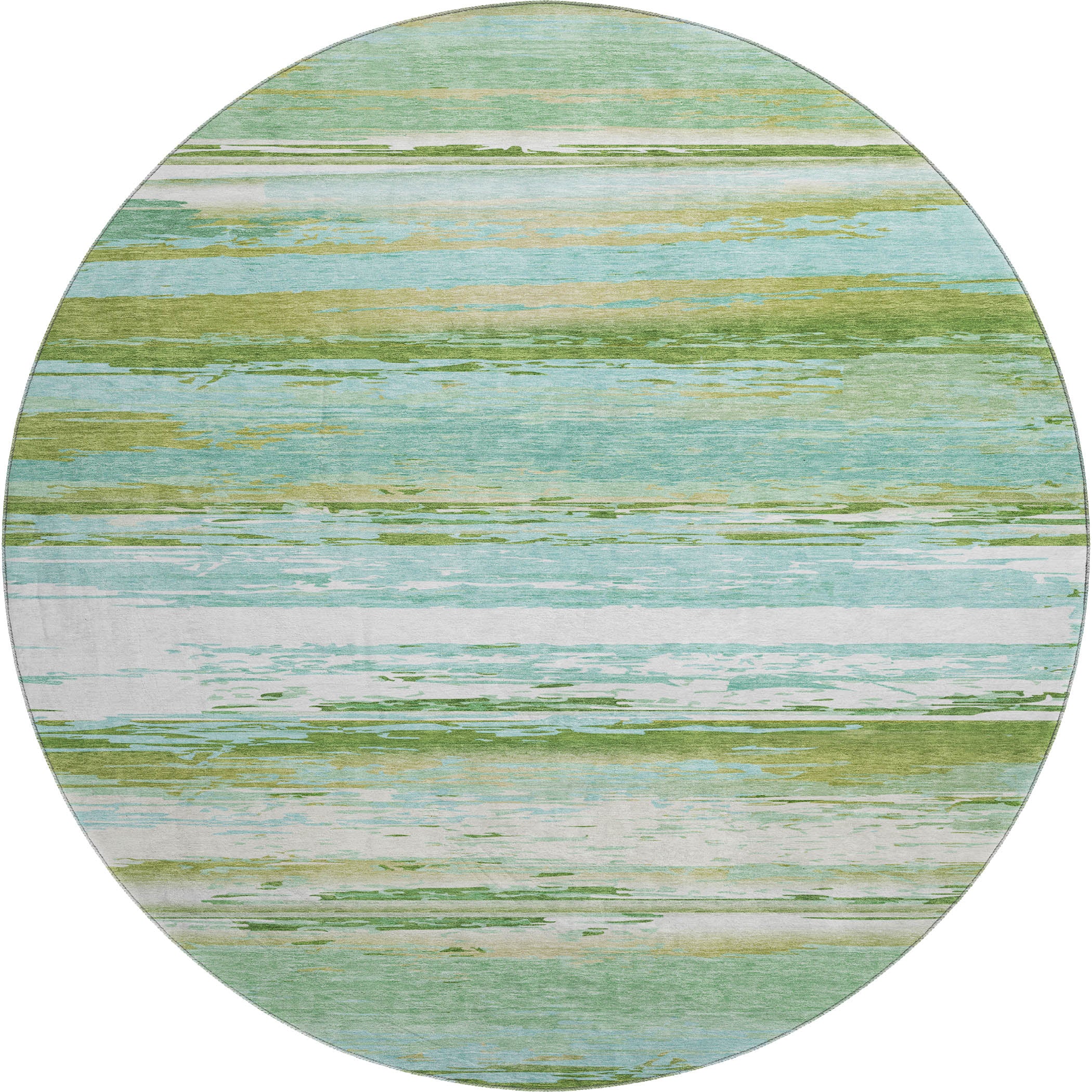 Santorini Machine Washable Transitional Seafoam Blue Rug 8' x 8' #shape_Round