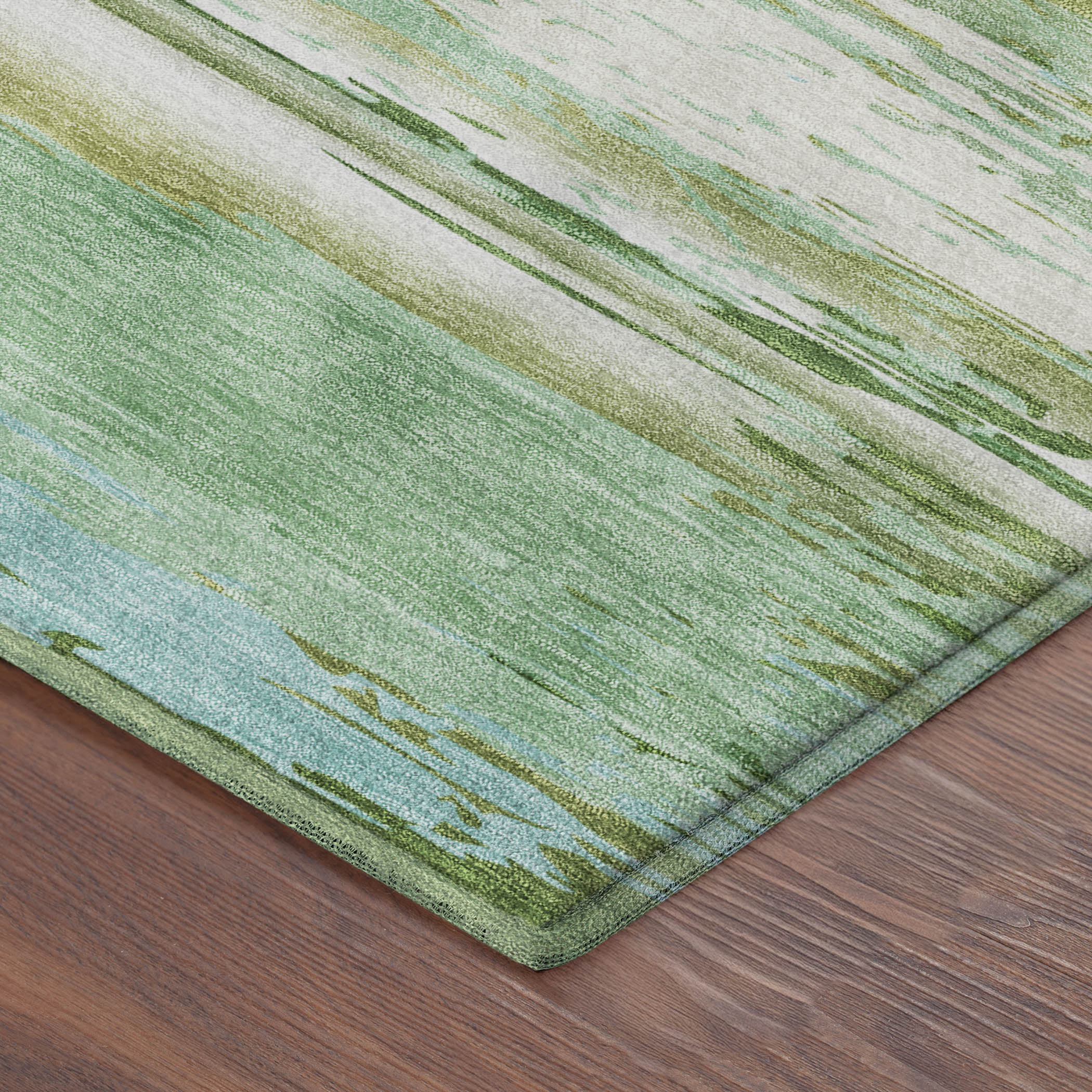 Santorini Machine Washable Transitional Seafoam Blue Rug 1'8" x 2'6" #shape_Rectangle