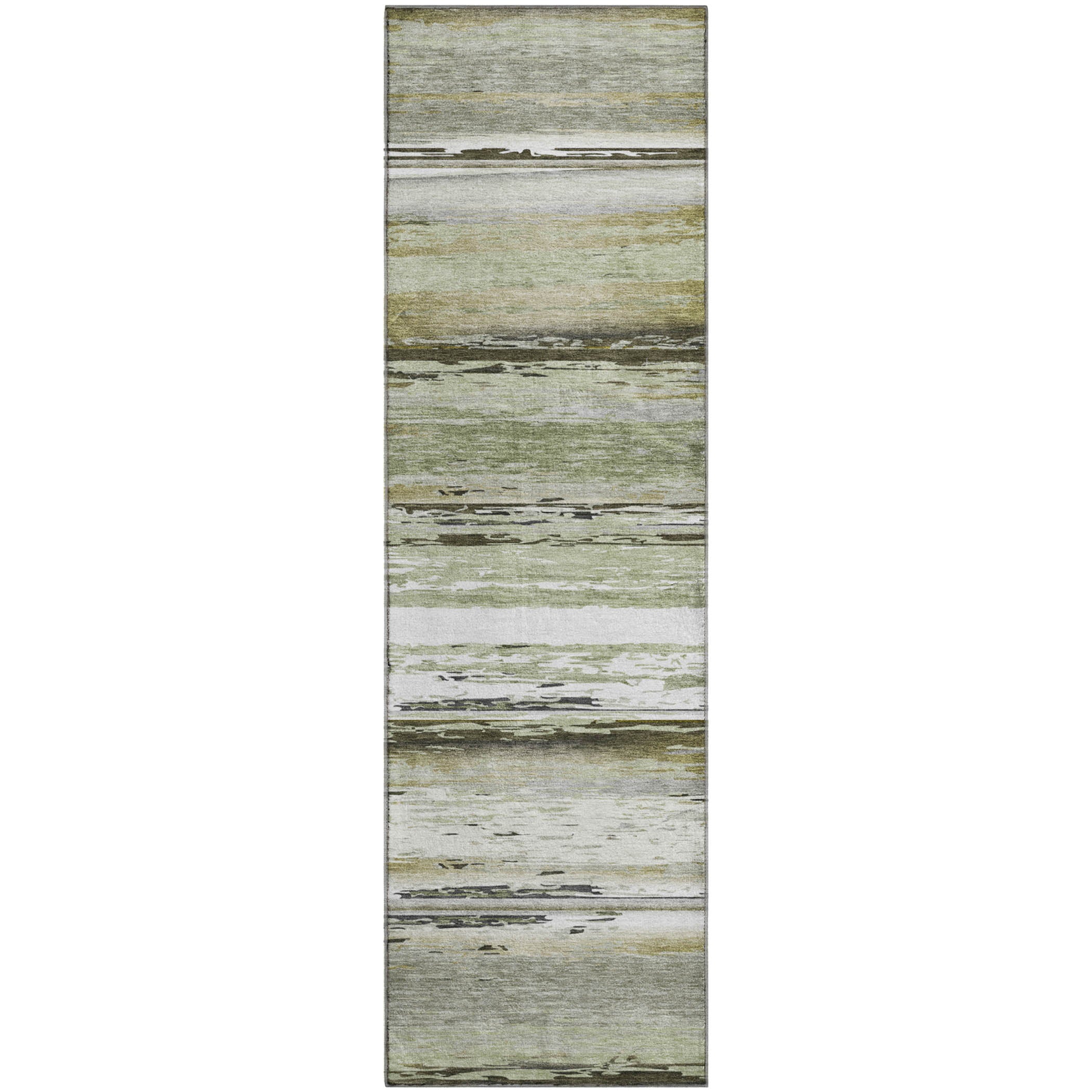 Santorini Machine Washable Transitional Taupe Brown Rug 2'3" x 7'6" #shape_Runner