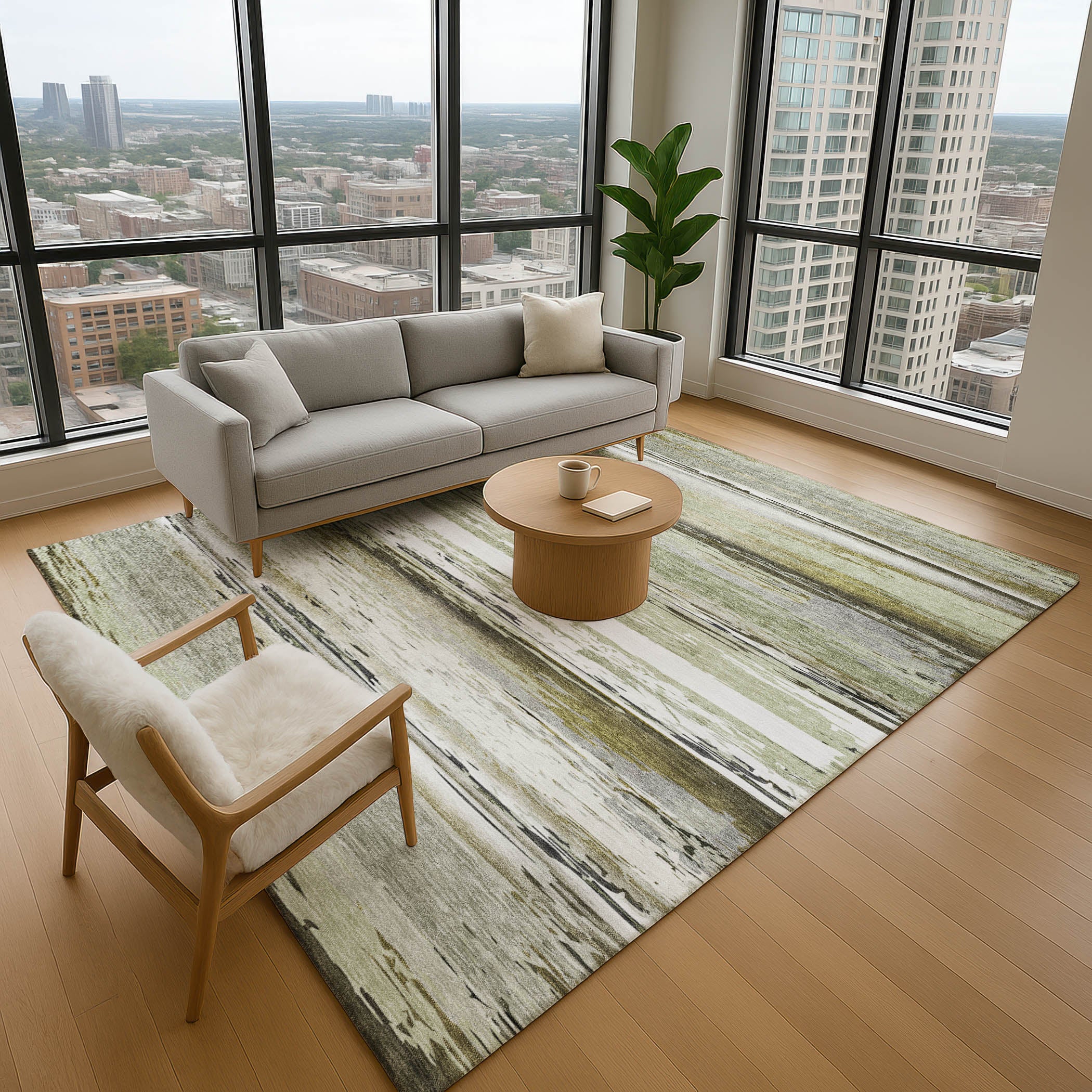Santorini Machine Washable Transitional Taupe Brown Rug 2'6" x 3'10" #shape_Rectangle