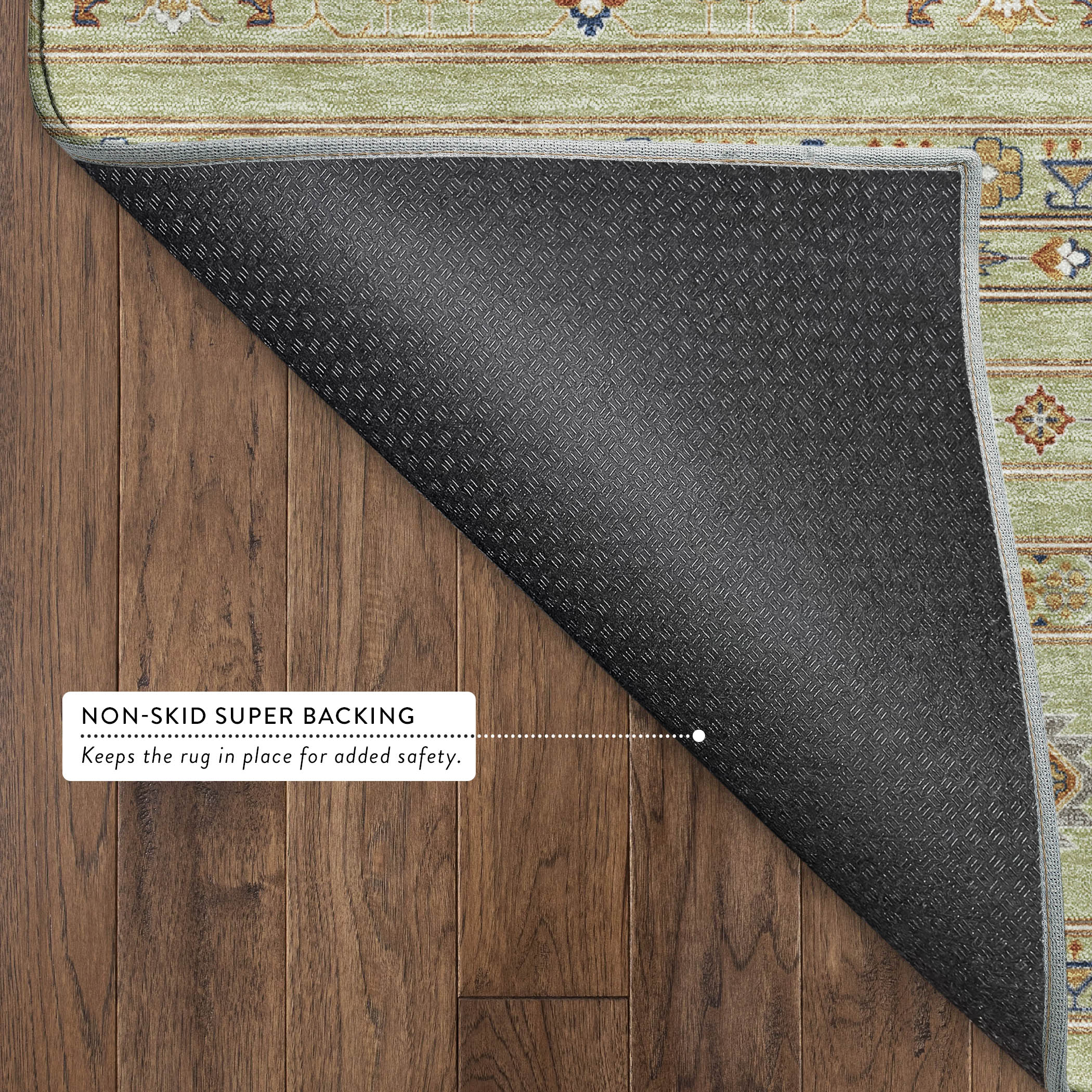 Tbilisi Machine Washable Transitional Aloe Green Rug 1'8" x 2'6" #shape_Rectangle