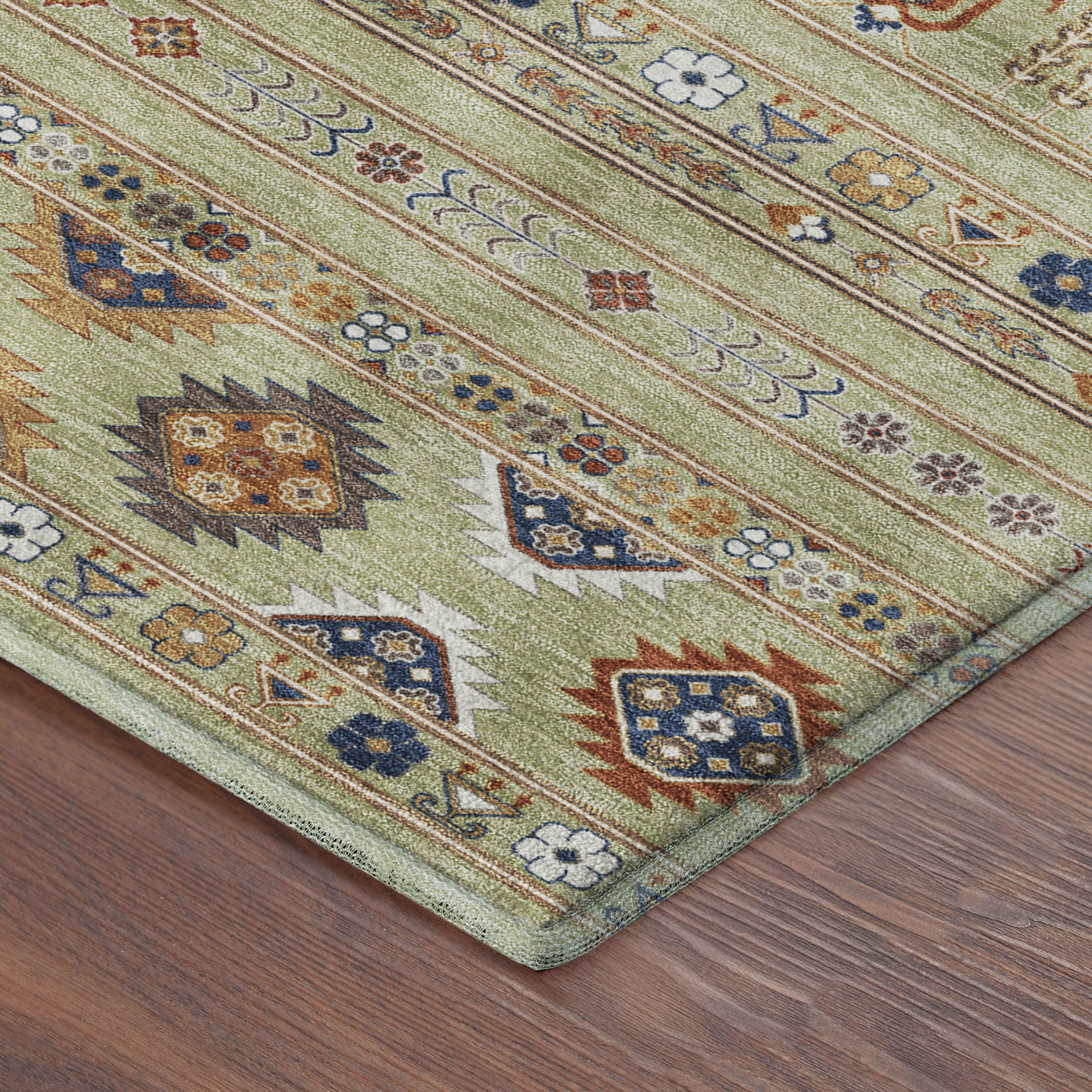 Tbilisi Machine Washable Transitional Aloe Green Rug 1'8" x 2'6" #shape_Rectangle