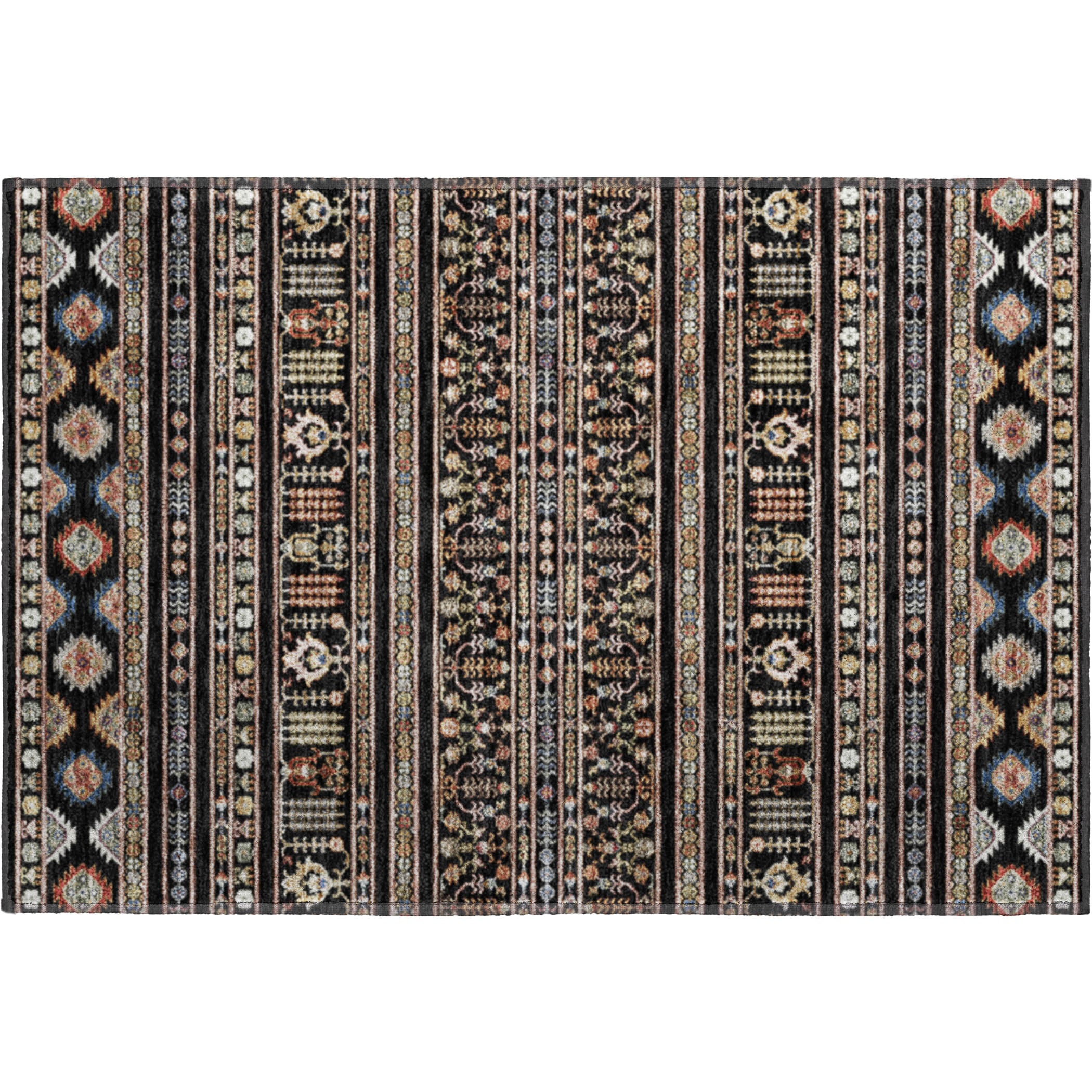 Tbilisi Machine Washable Transitional Black Rug 1'8" x 2'6" #shape_Rectangle