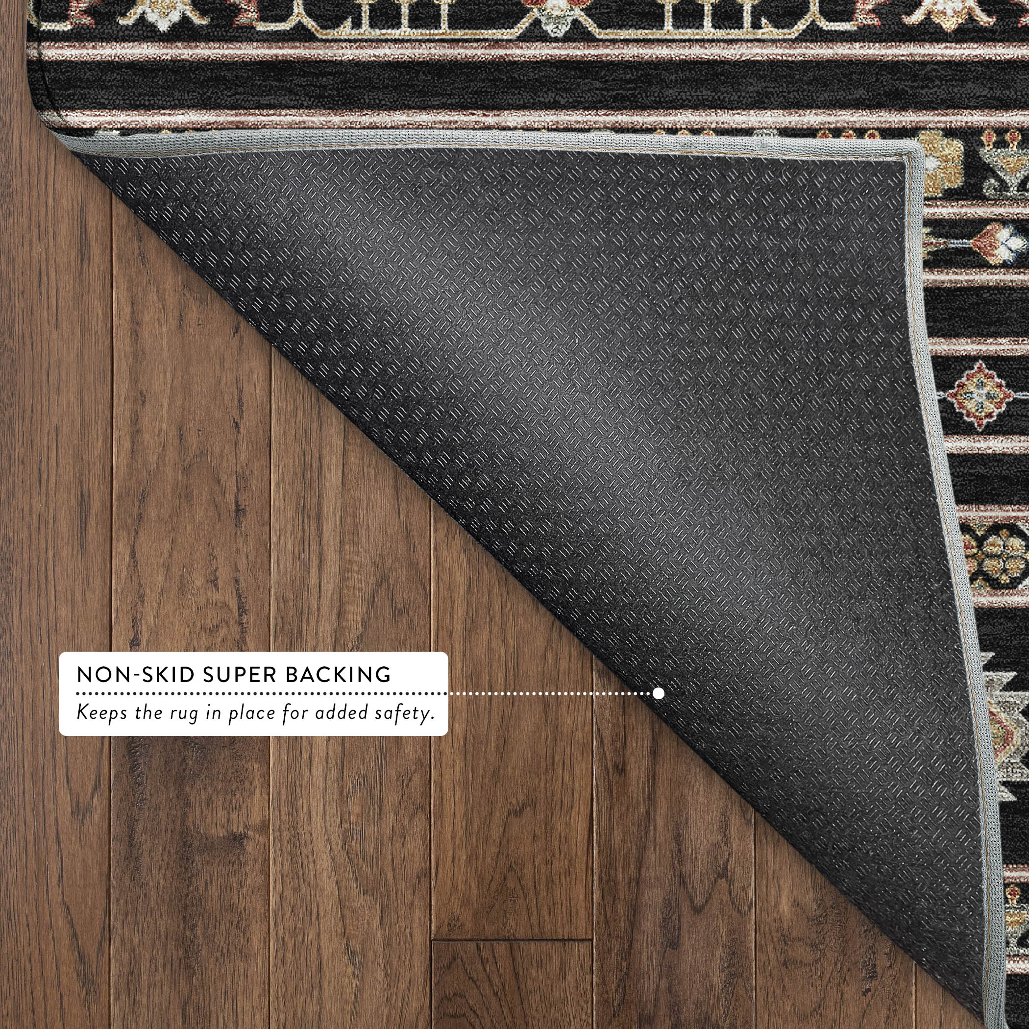 Tbilisi Machine Washable Transitional Black Rug 1'8" x 2'6" #shape_Rectangle
