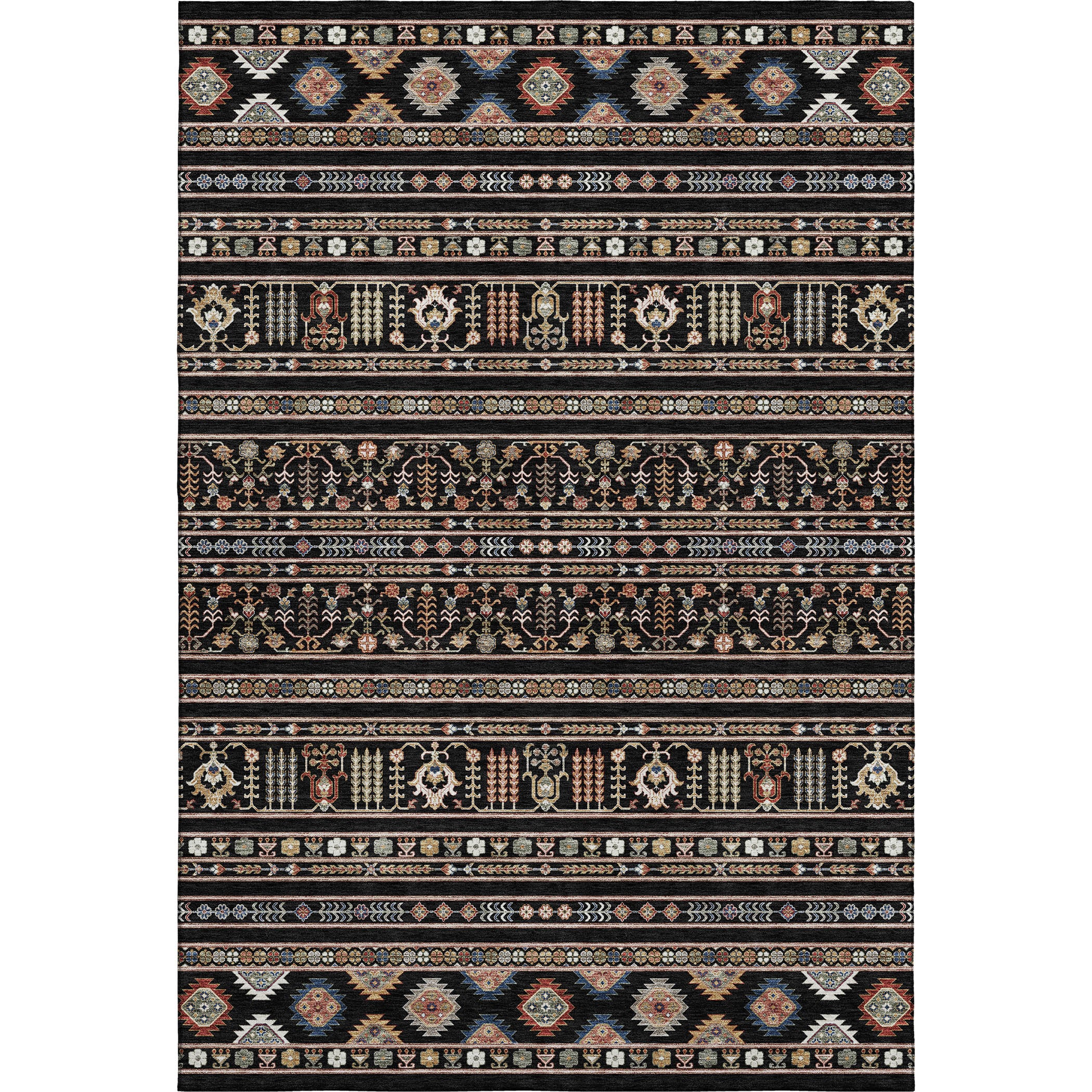 Tbilisi Machine Washable Transitional Black Rug 2'6" x 3'10" #shape_Rectangle