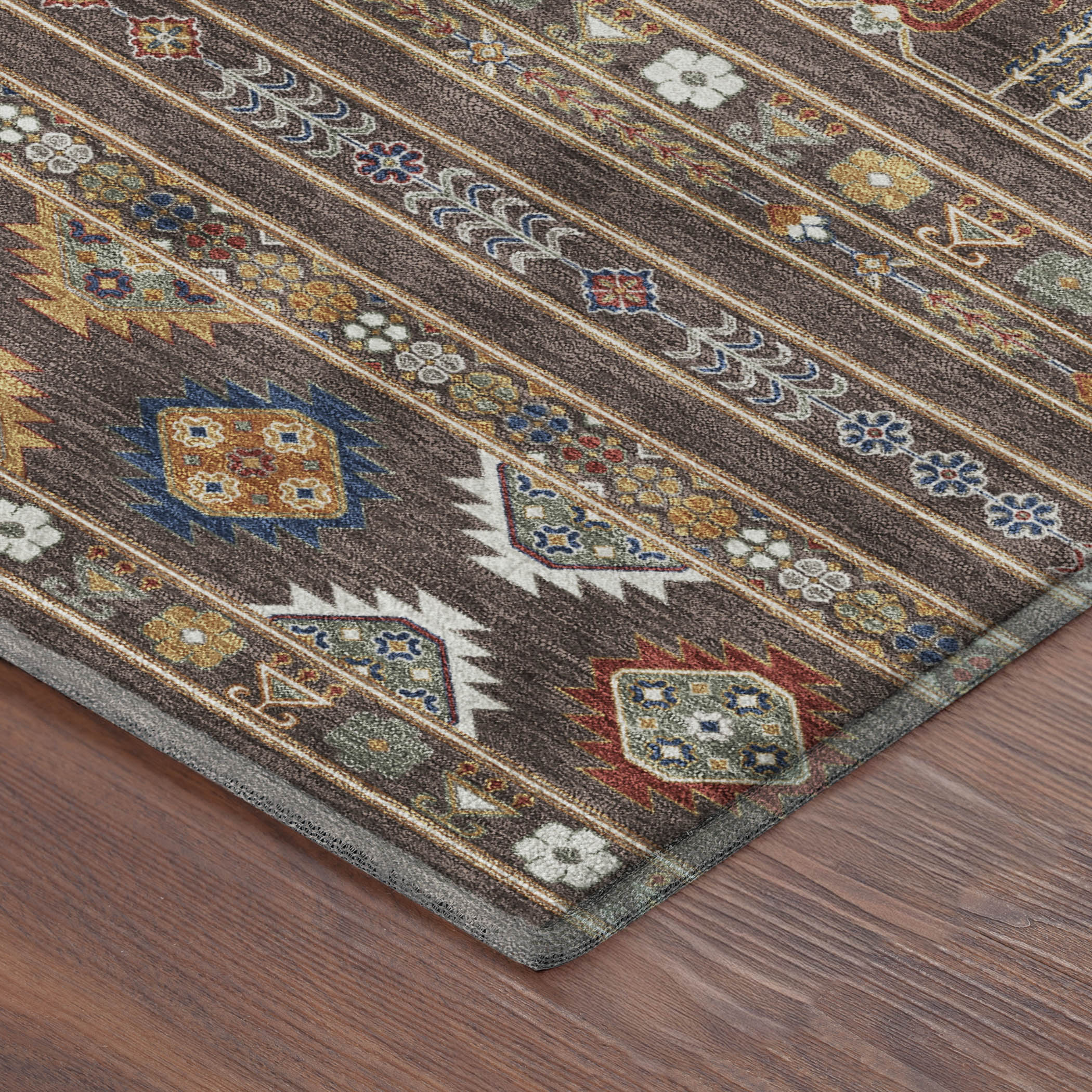 Tbilisi Machine Washable Transitional Chocolate Brown Rug 1'8" x 2'6" #shape_Rectangle