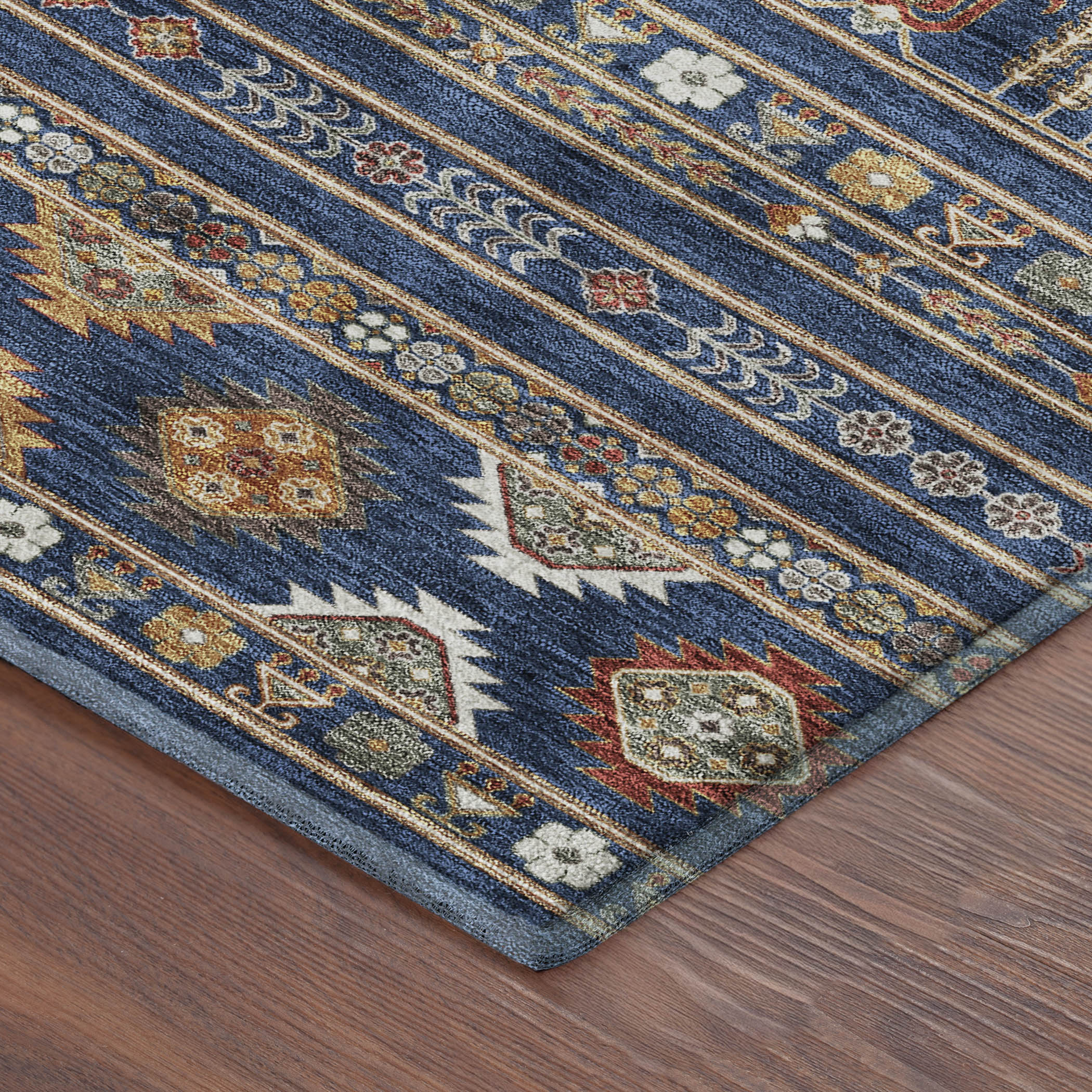 Tbilisi Machine Washable Transitional Navy Blue Rug 1'8" x 2'6" #shape_Rectangle